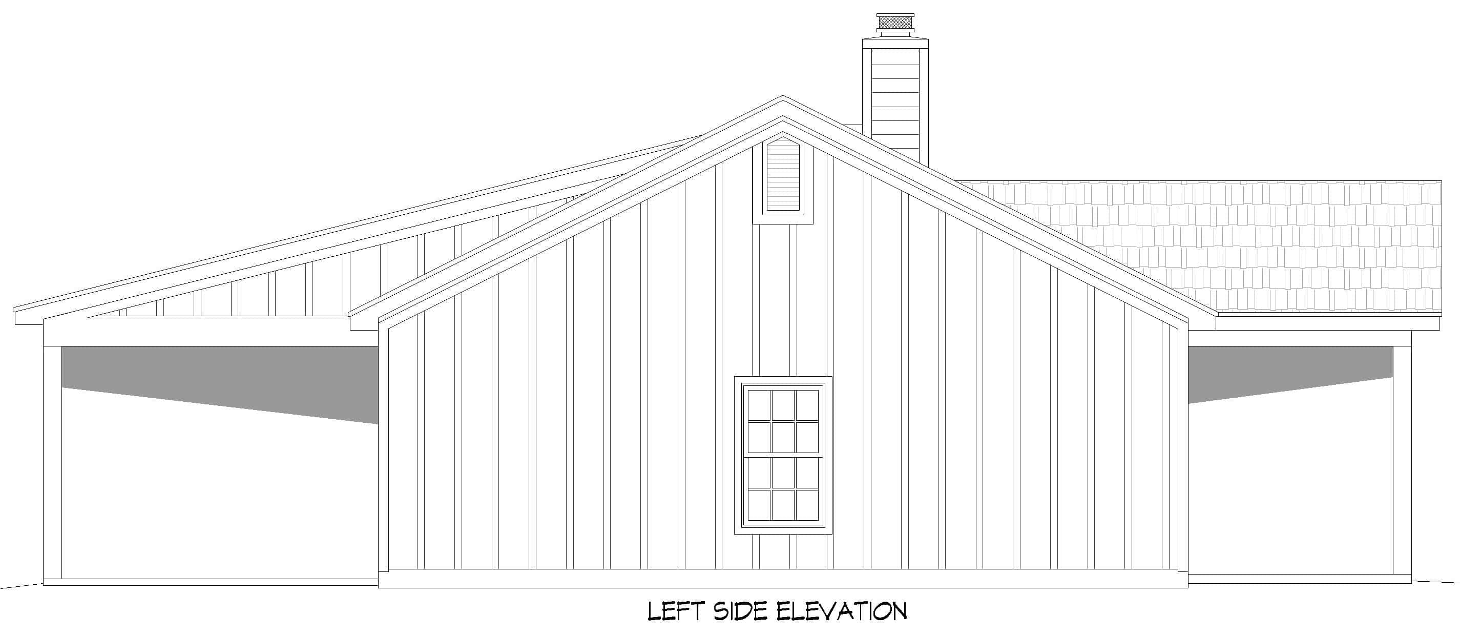 Home Plan Left Elevation of this 3-Bedroom,1775 Sq Ft Plan -196-1896