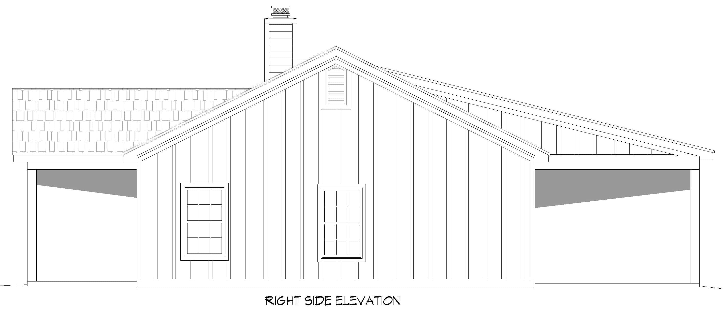Home Plan Right Elevation of this 3-Bedroom,1775 Sq Ft Plan -196-1896