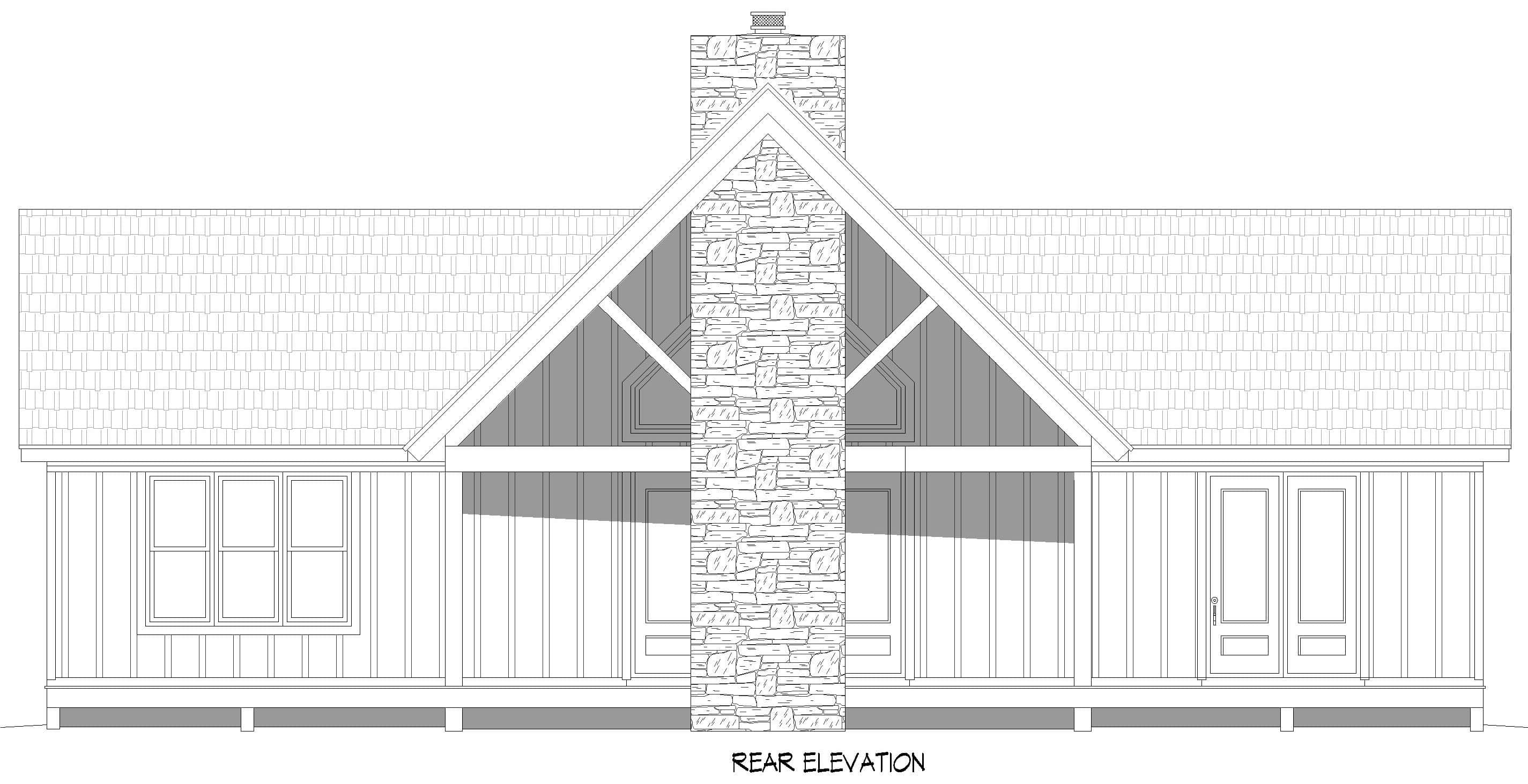 Home Plan Rear Elevation of this 2-Bedroom,1784 Sq Ft Plan -196-1897