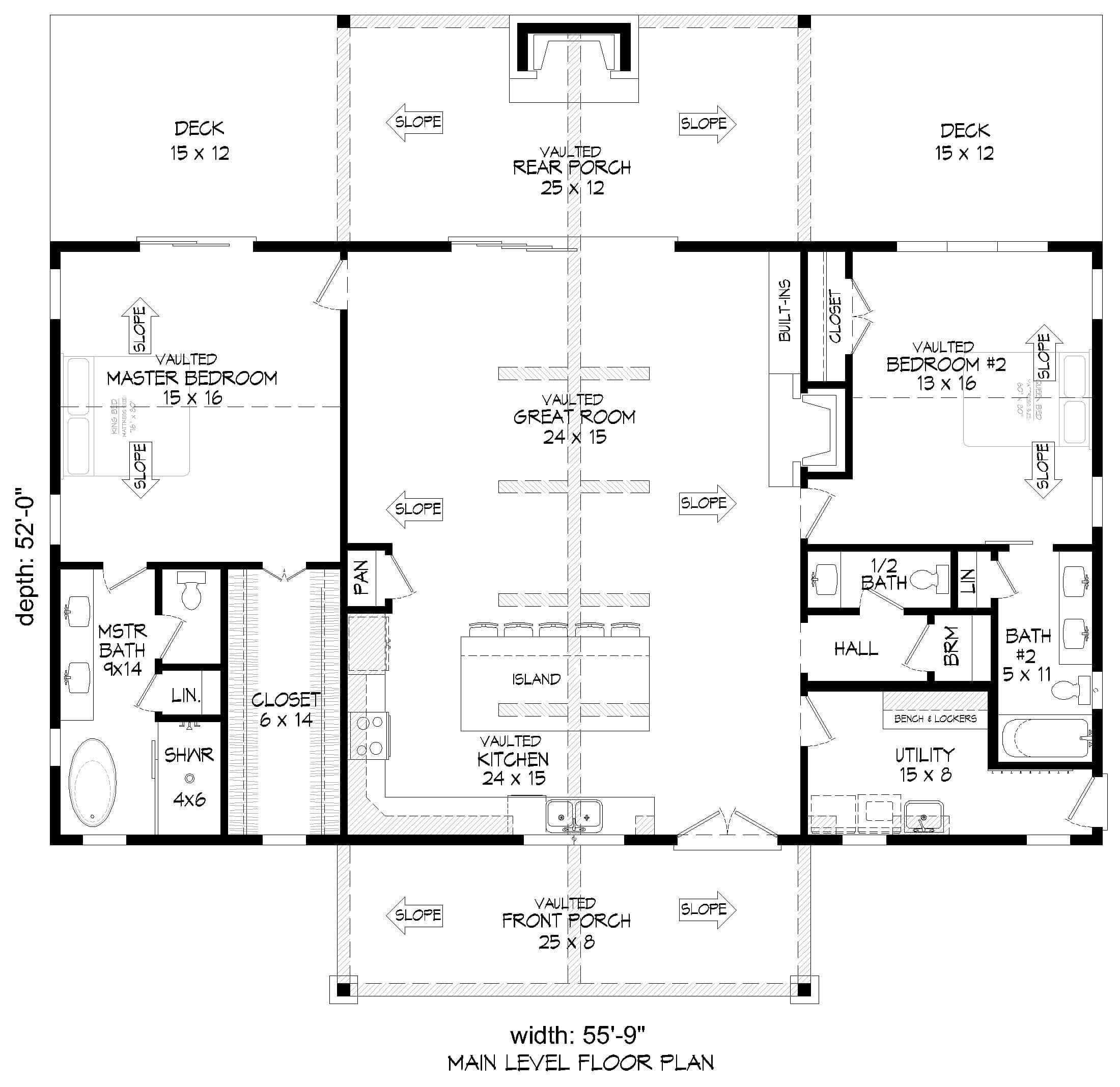 Main Level of Traditional Plan #196-1897
