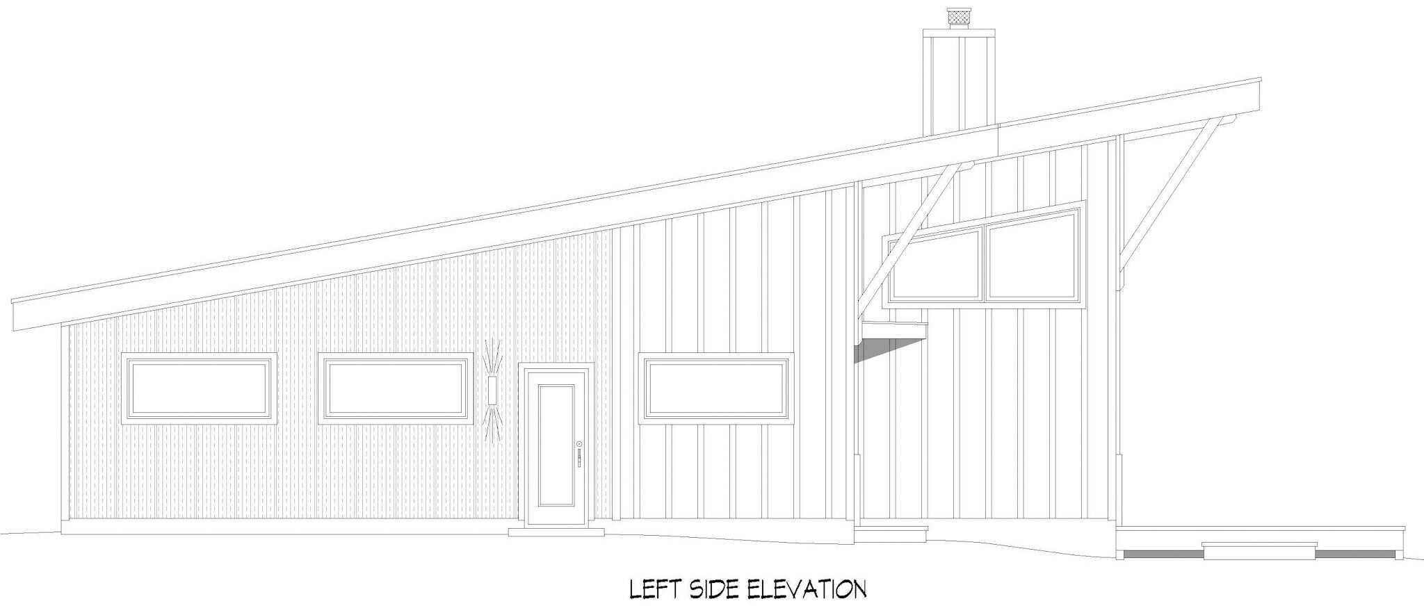 Home Plan Left Elevation of this 2-Bedroom,1923 Sq Ft Plan -196-1898