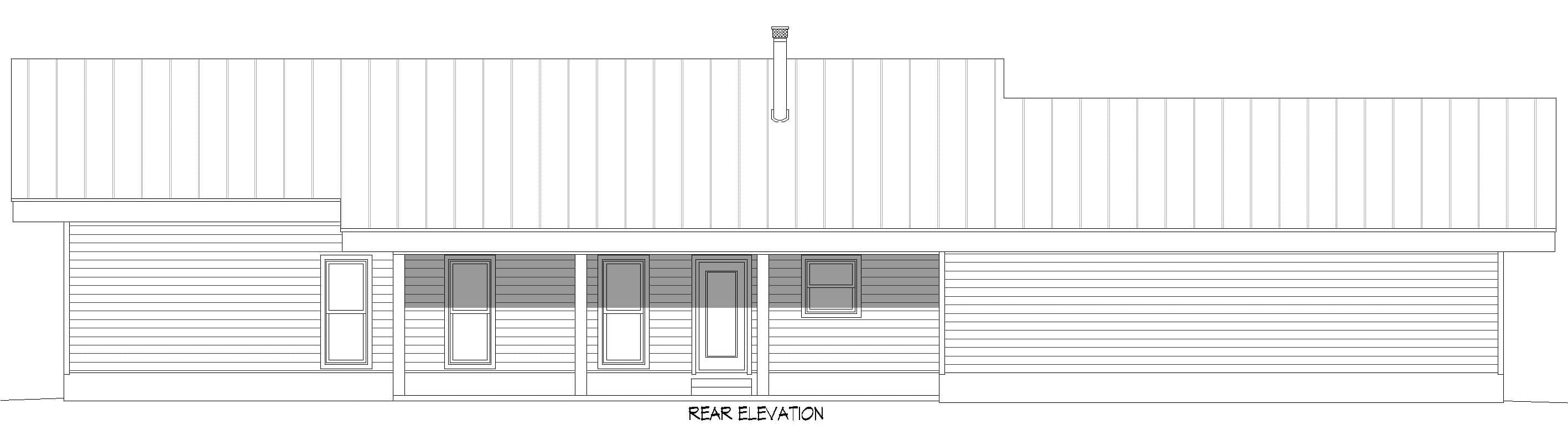 Home Plan Rear Elevation of this 2-Bedroom,1932 Sq Ft Plan -196-1899