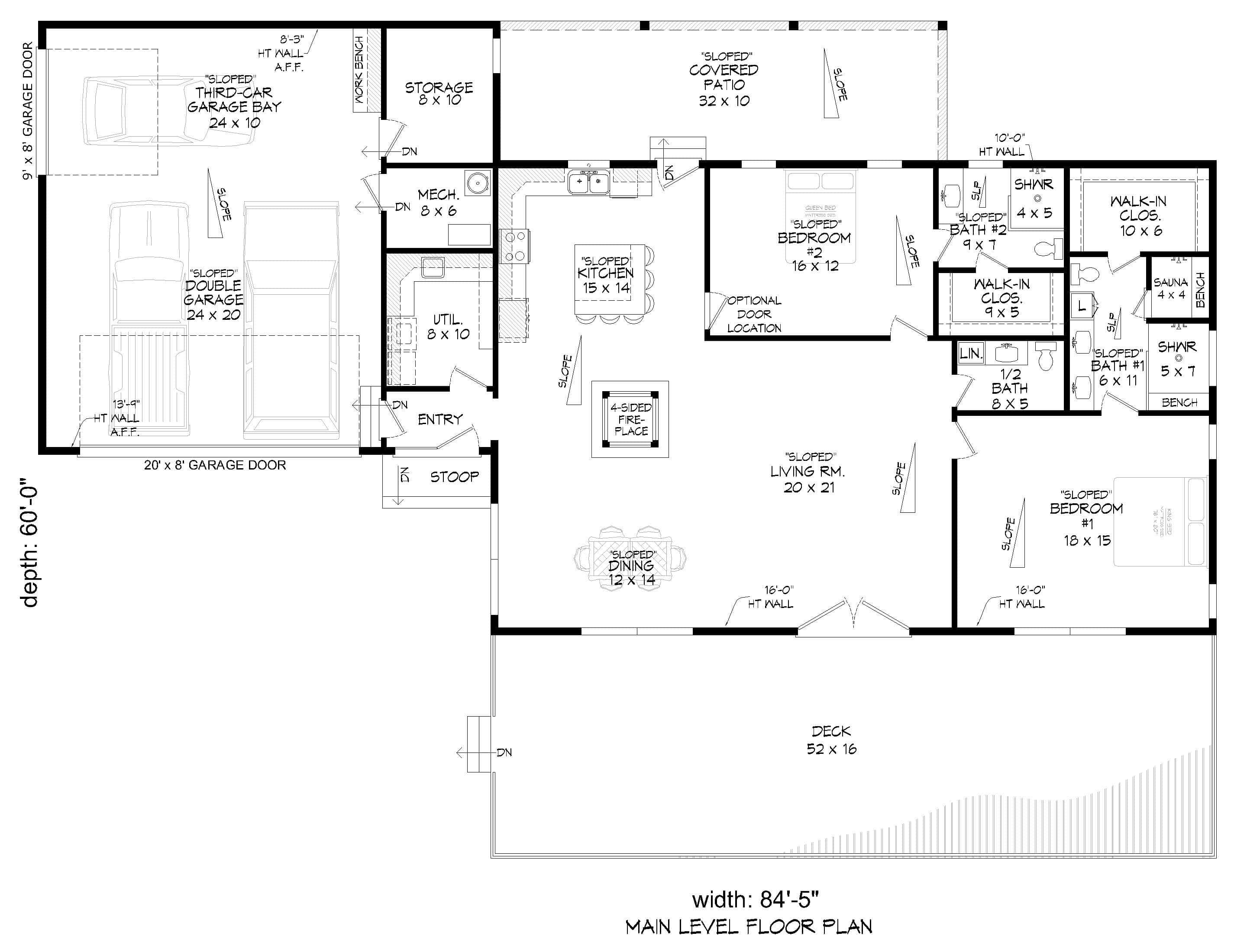 Main Level of Modern Plan #196-1899