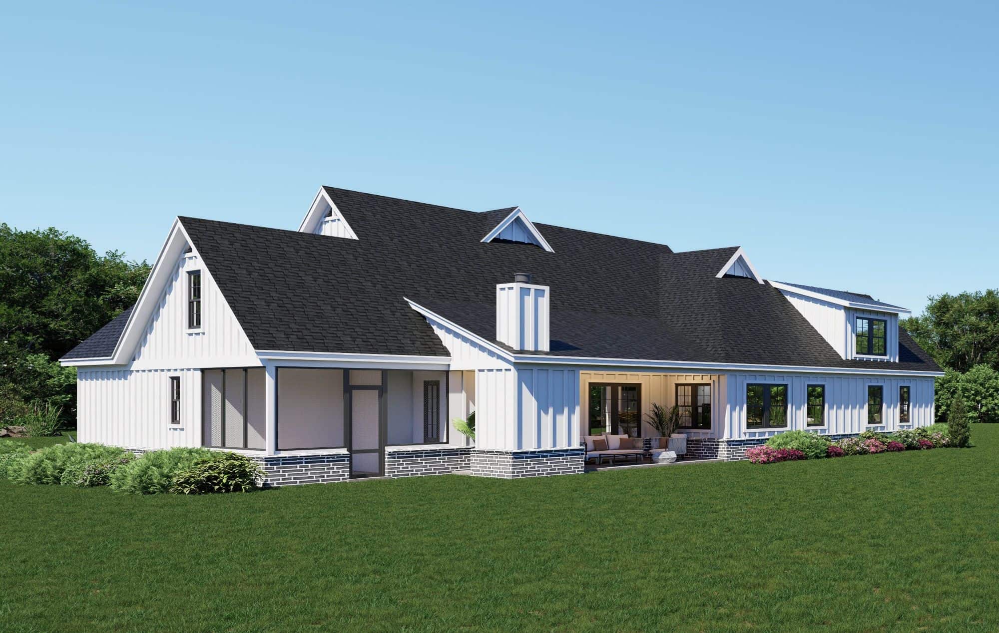 Rear View of this 5-Bedroom,3472 Sq Ft Plan -196-1901