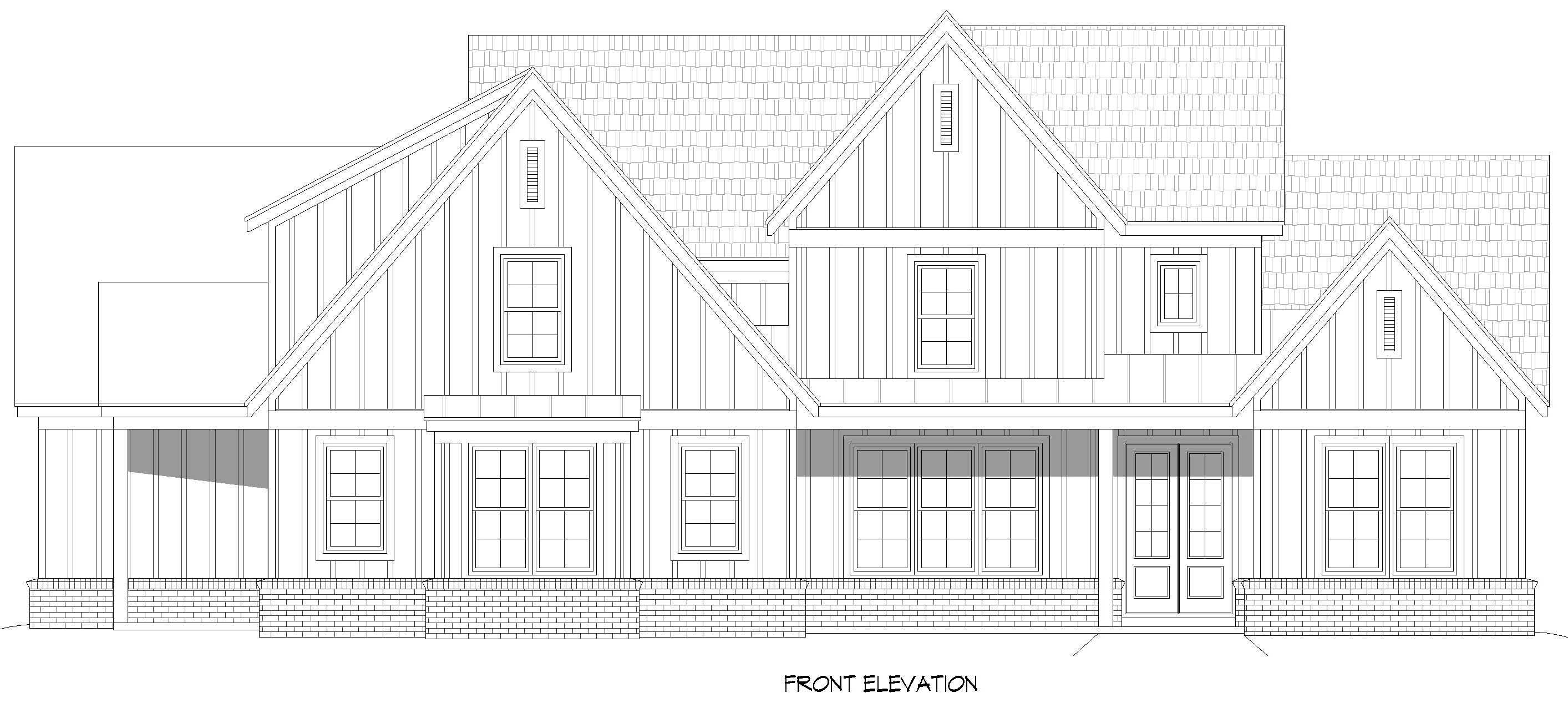 Home Plan Front Elevation of this 5-Bedroom,3472 Sq Ft Plan -196-1901