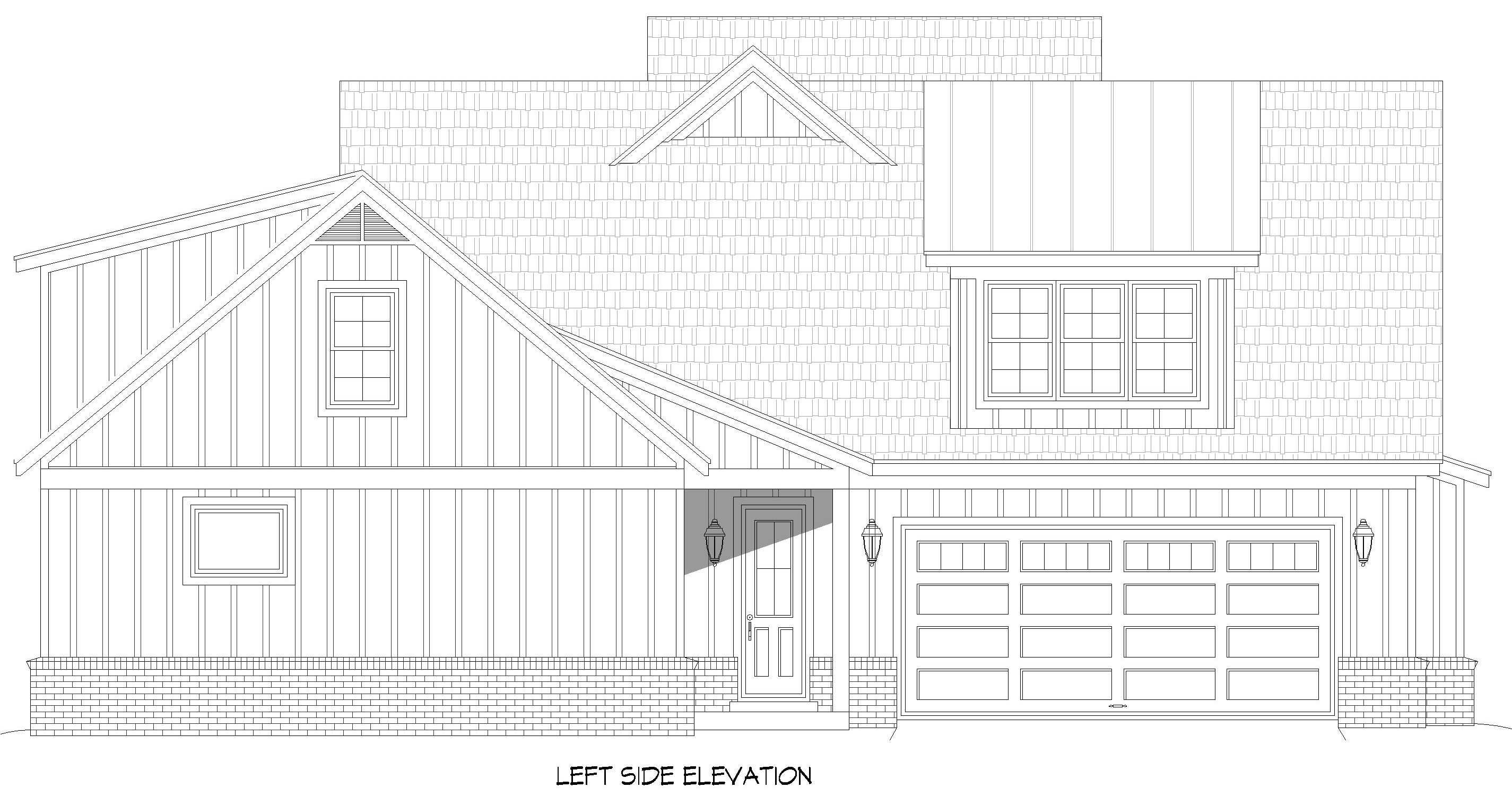 Home Plan Left Elevation of this 5-Bedroom,3472 Sq Ft Plan -196-1901