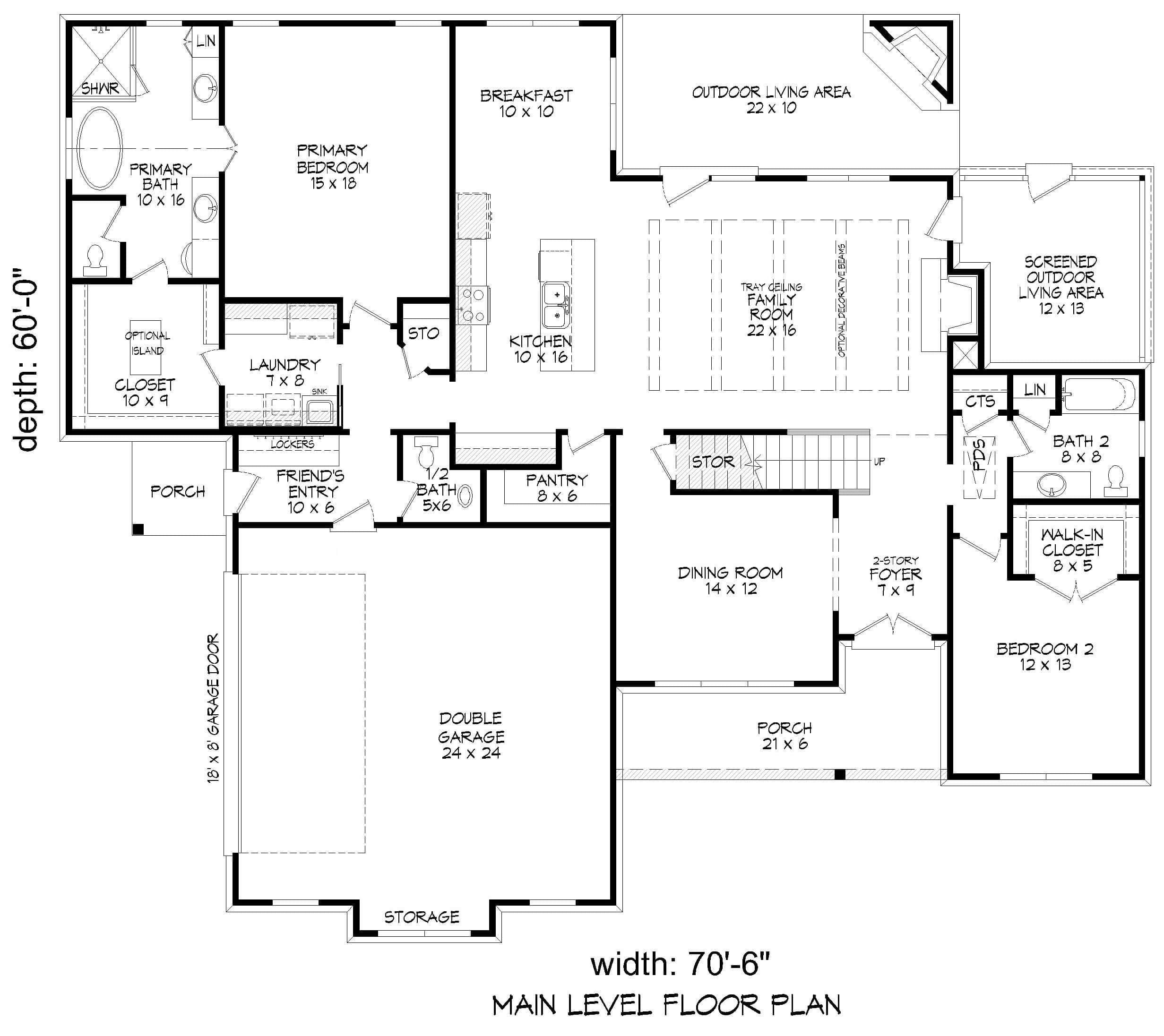 Main Level of Contemporary Plan #196-1901