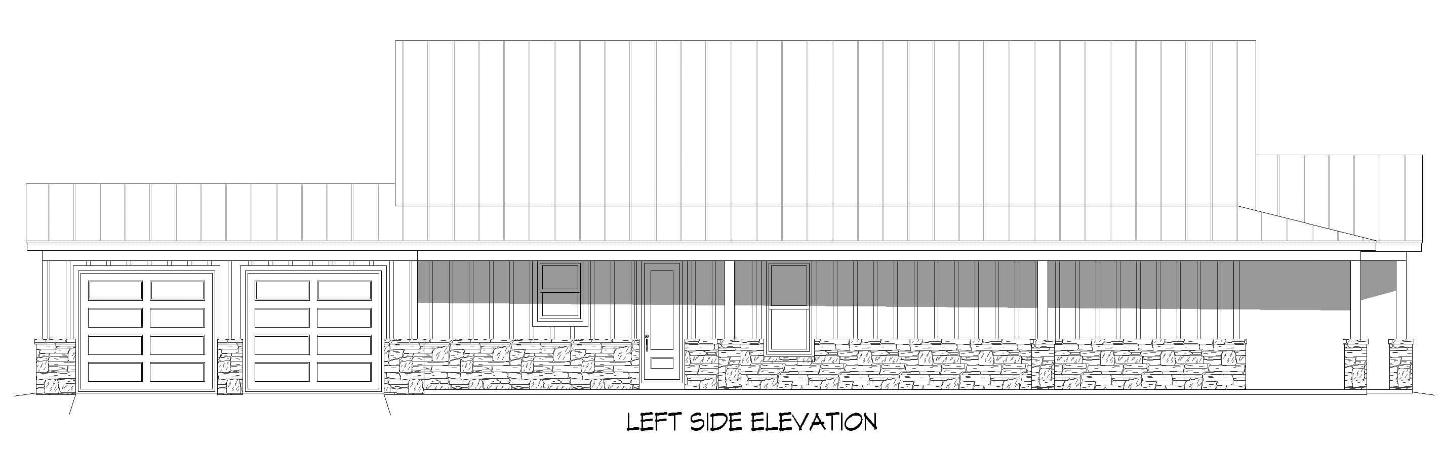 Home Plan Left Elevation of this 4-Bedroom,2393 Sq Ft Plan -196-1903
