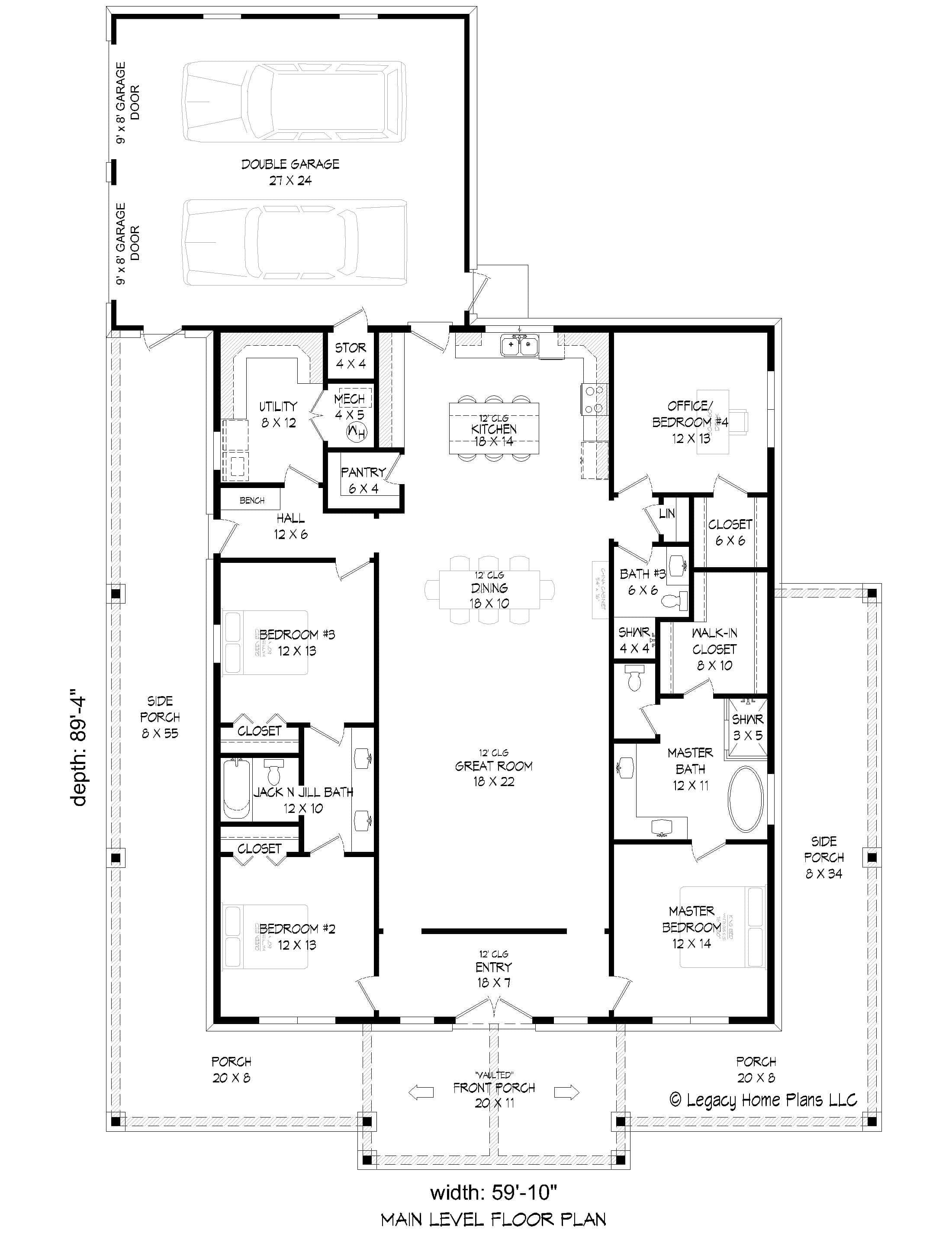 Main Level of Ranch Plan #196-1903