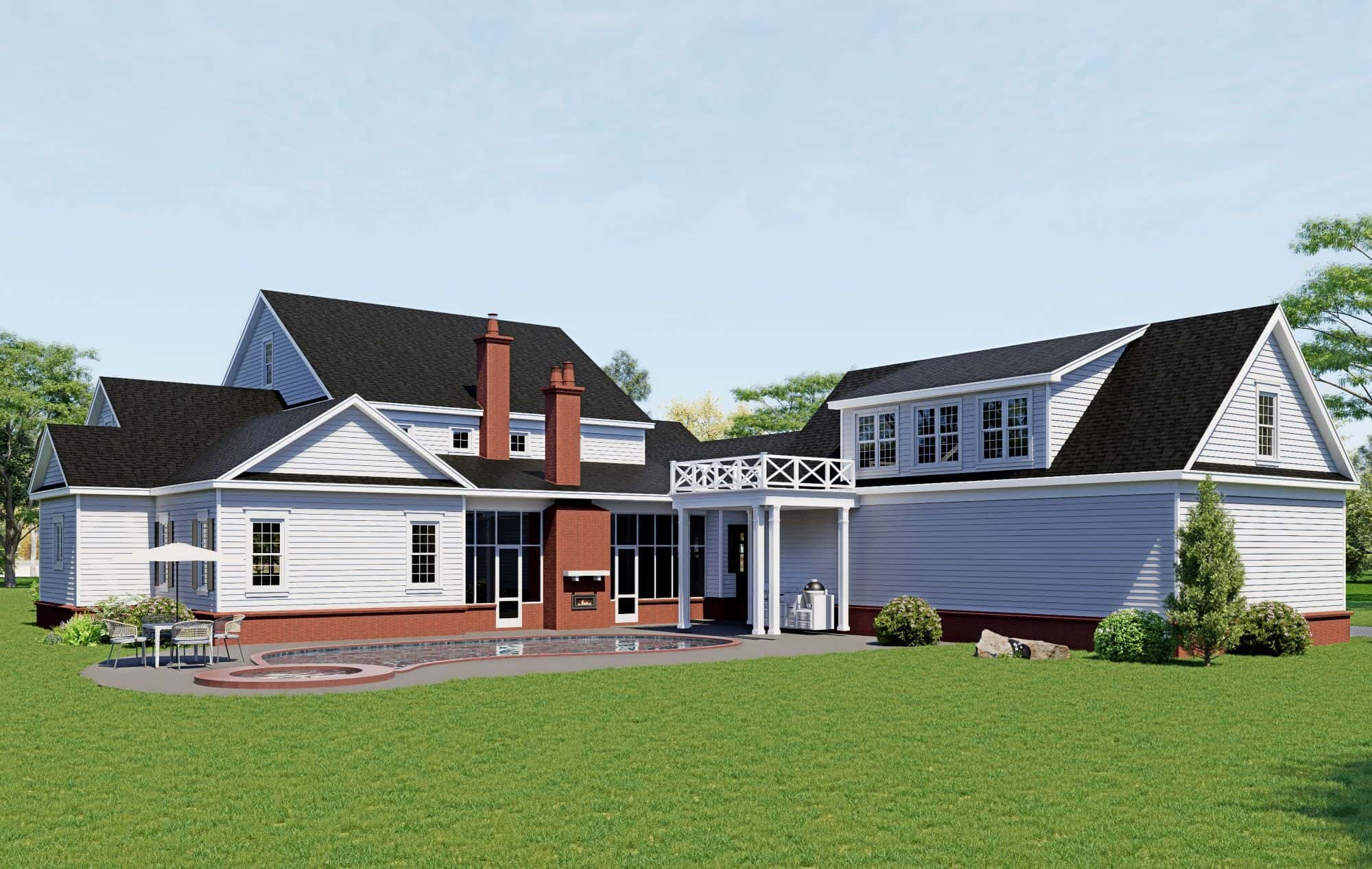 Rear View of this 6-Bedroom,7559 Sq Ft Plan -196-1904
