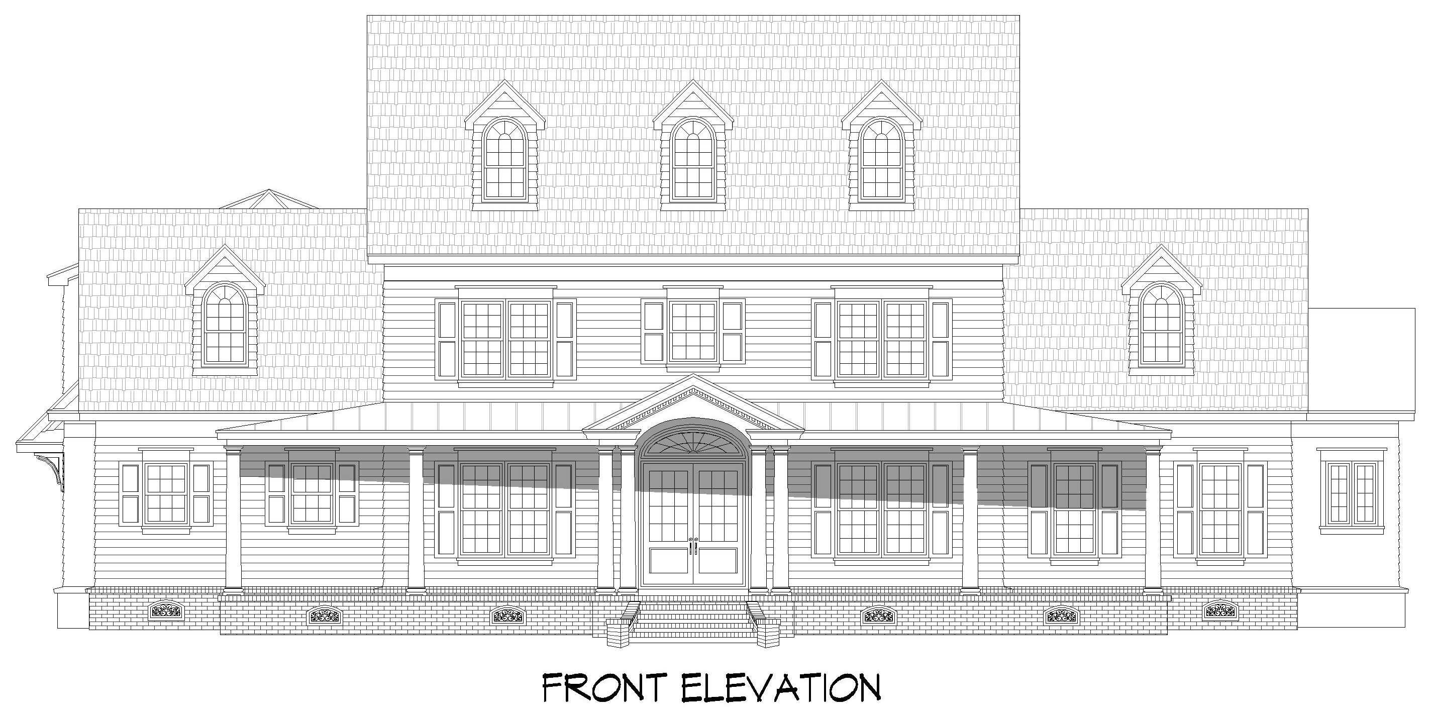 Home Plan Front Elevation of this 6-Bedroom,7559 Sq Ft Plan -196-1904
