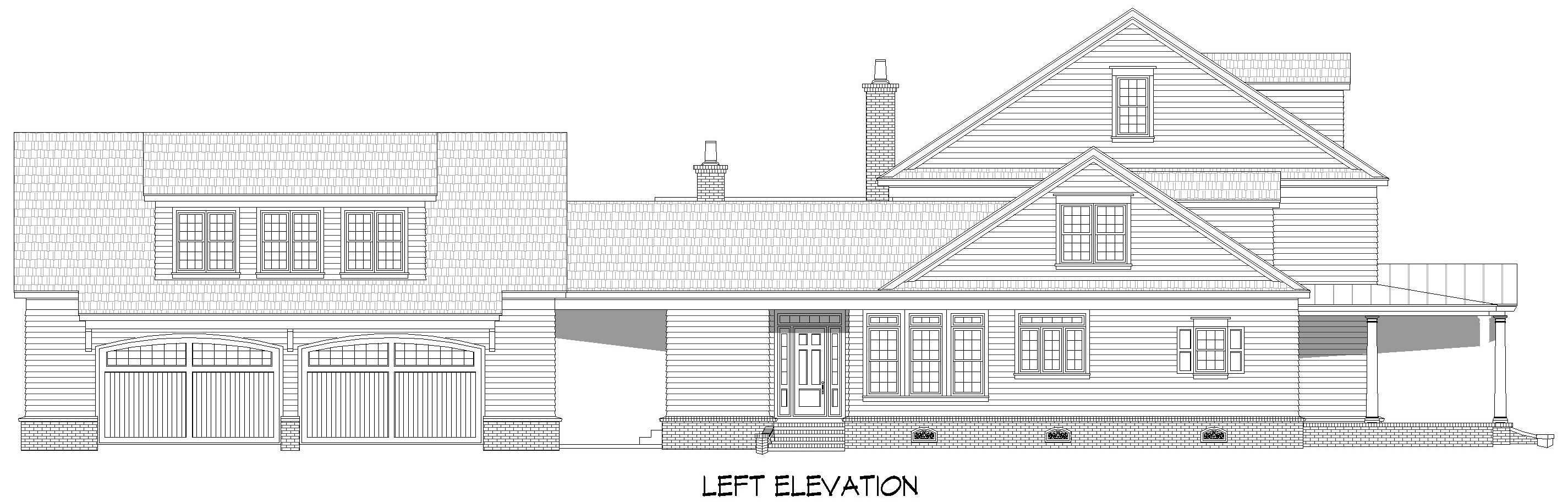 Home Plan Left Elevation of this 6-Bedroom,7559 Sq Ft Plan -196-1904