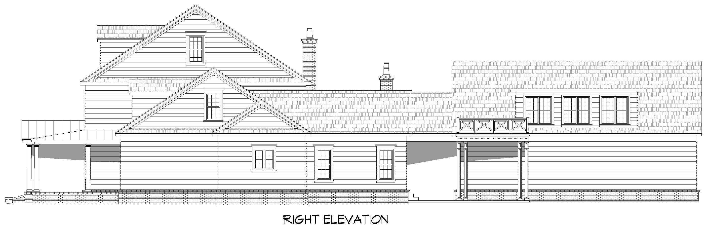 Home Plan Right Elevation of this 6-Bedroom,7559 Sq Ft Plan -196-1904