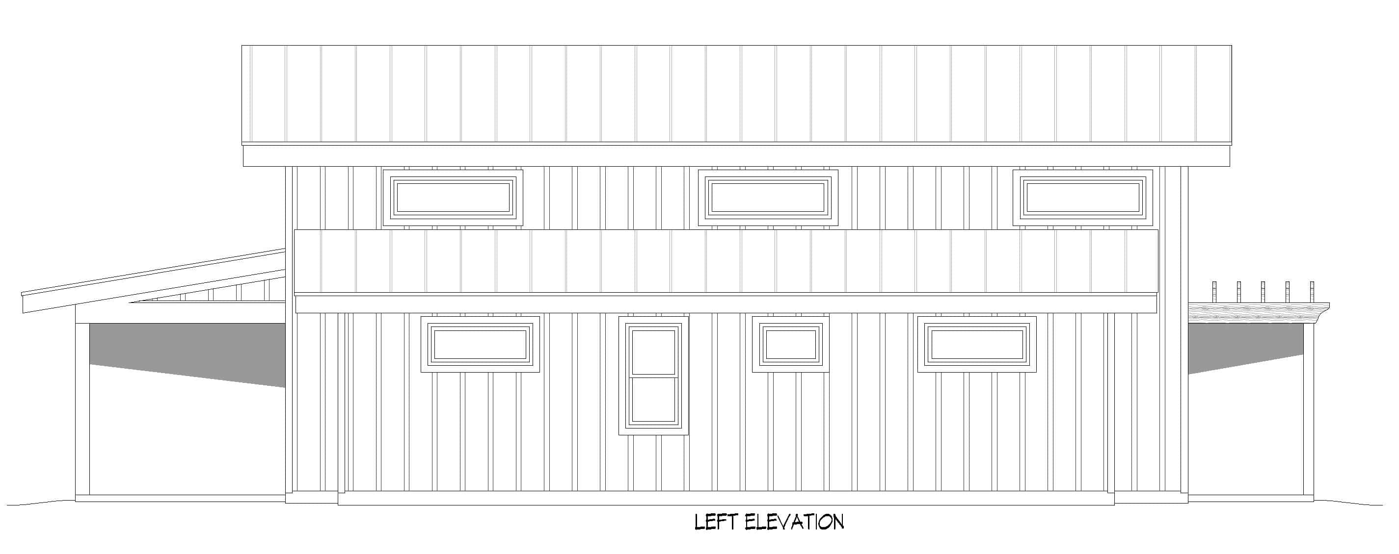 Home Plan Left Elevation of this 3-Bedroom,2010 Sq Ft Plan -196-1905