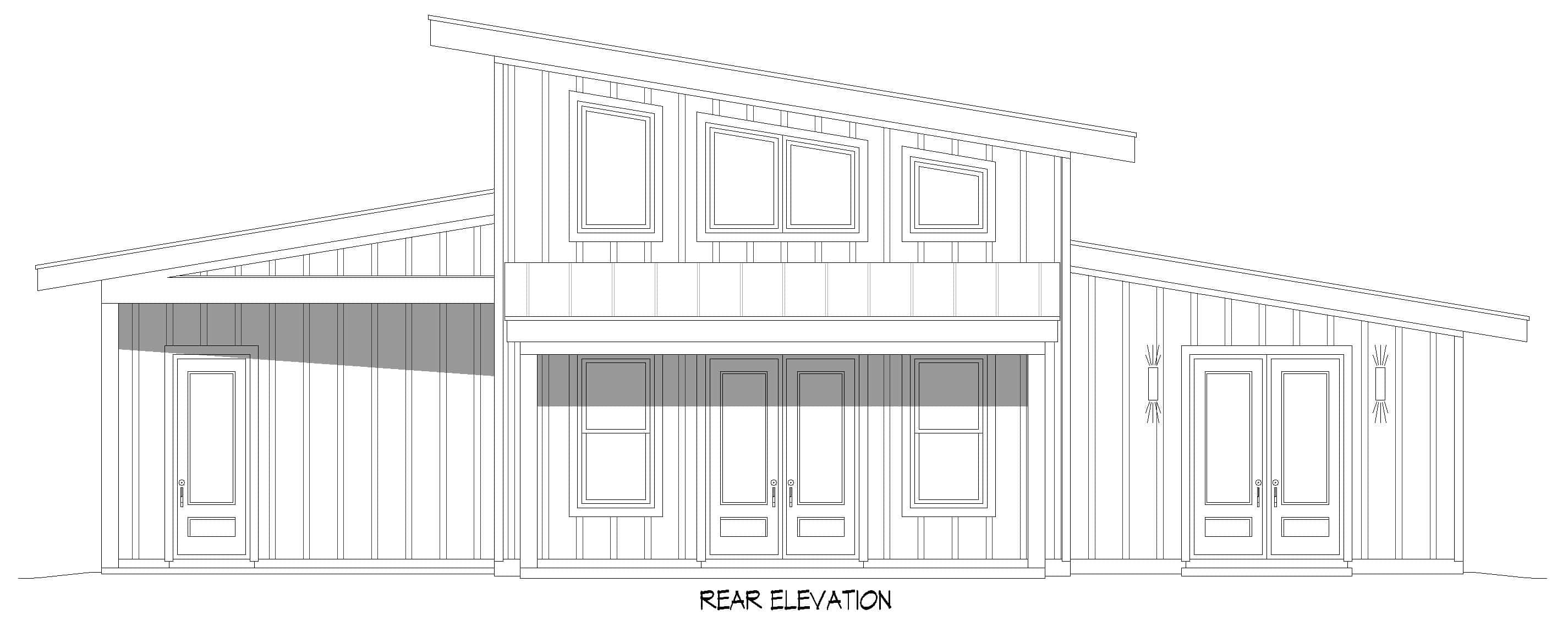 Home Plan Rear Elevation of this 3-Bedroom,2010 Sq Ft Plan -196-1905