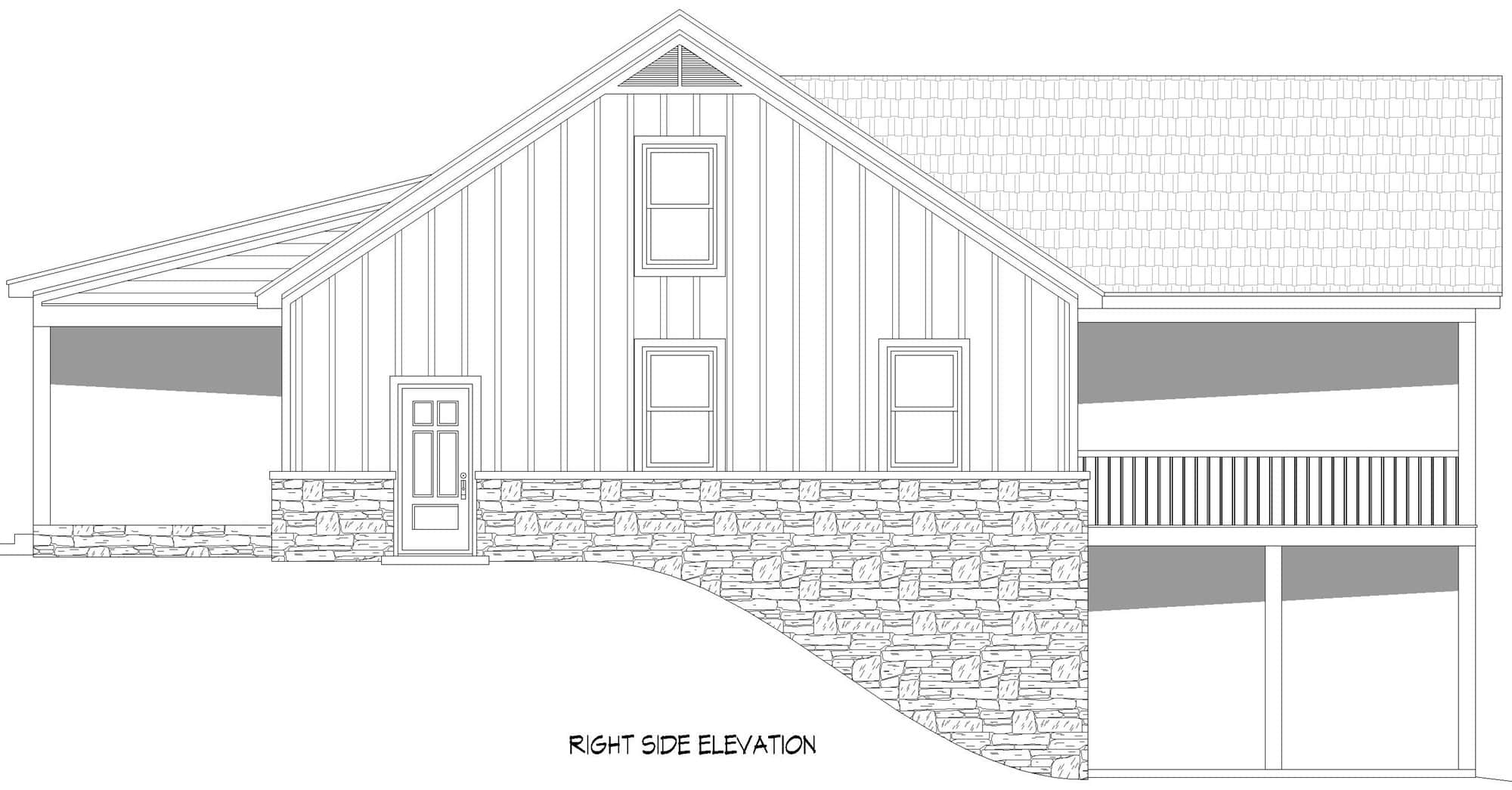 Home Plan Right Elevation of this 3-Bedroom,2049 Sq Ft Plan -196-1906