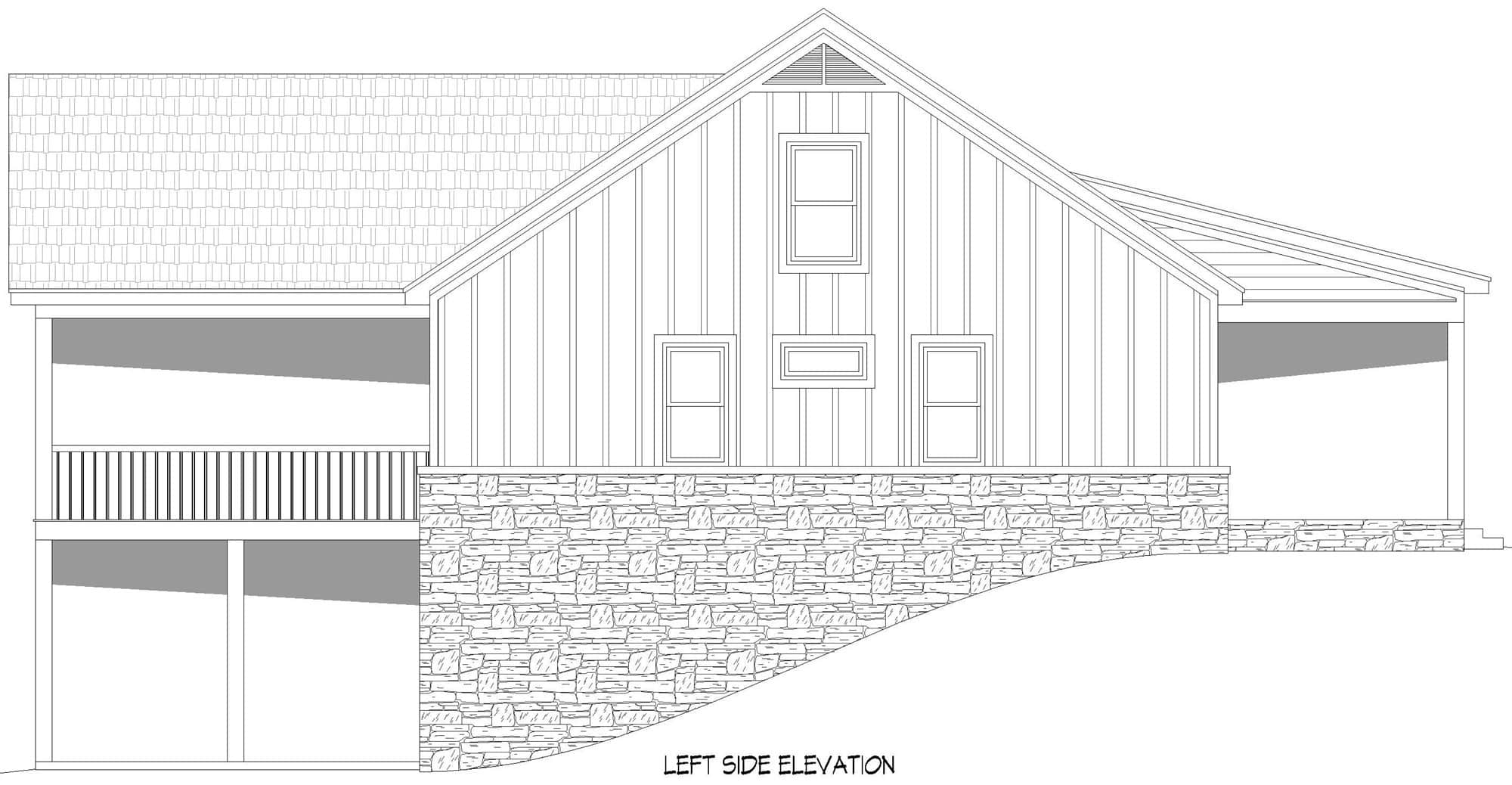 Home Plan Left Elevation of this 3-Bedroom,2049 Sq Ft Plan -196-1906