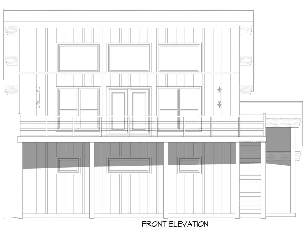 Home Plan Front Elevation of this 1-Bedroom,960 Sq Ft Plan -196-1907