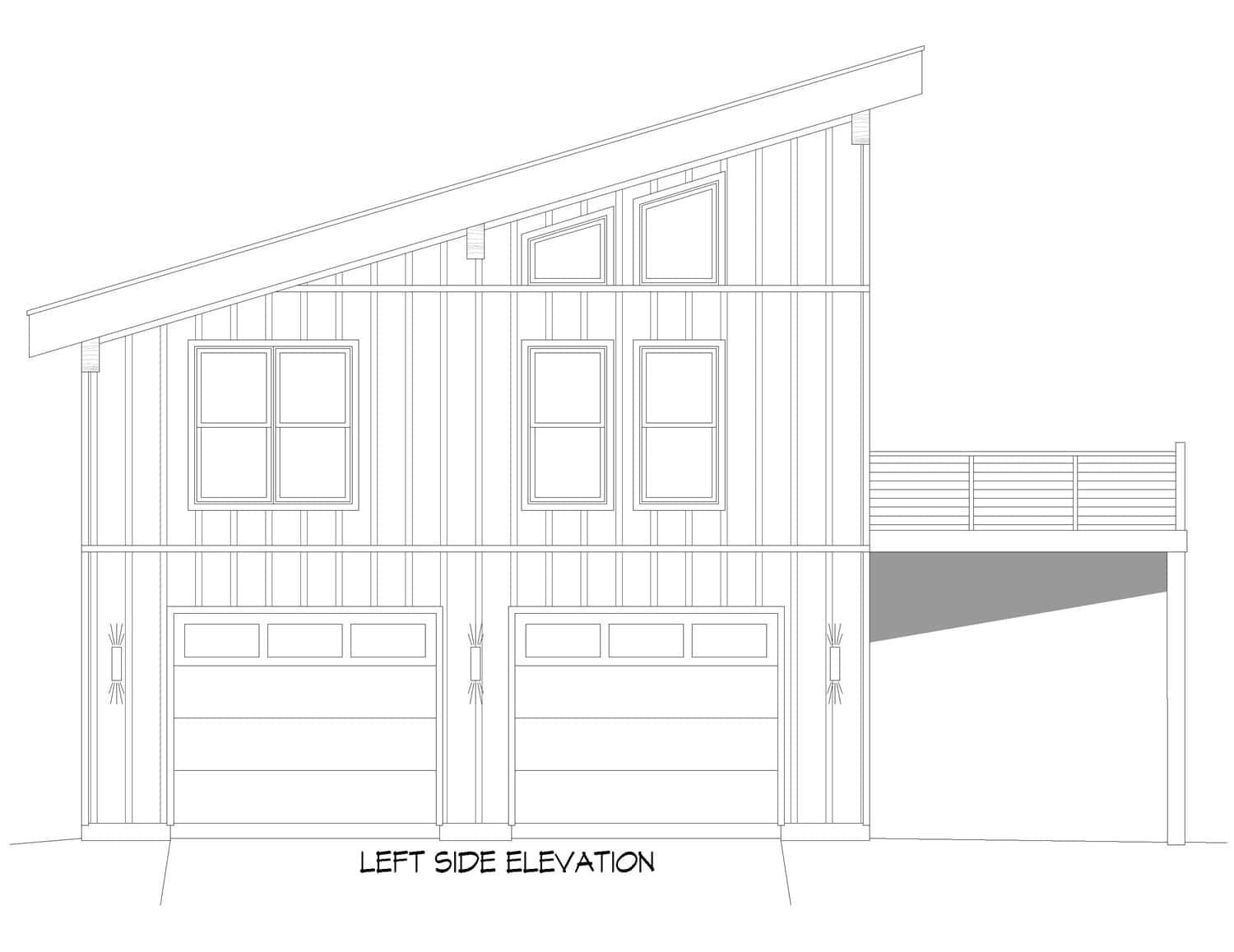 Home Plan Left Elevation of this 1-Bedroom,960 Sq Ft Plan -196-1907