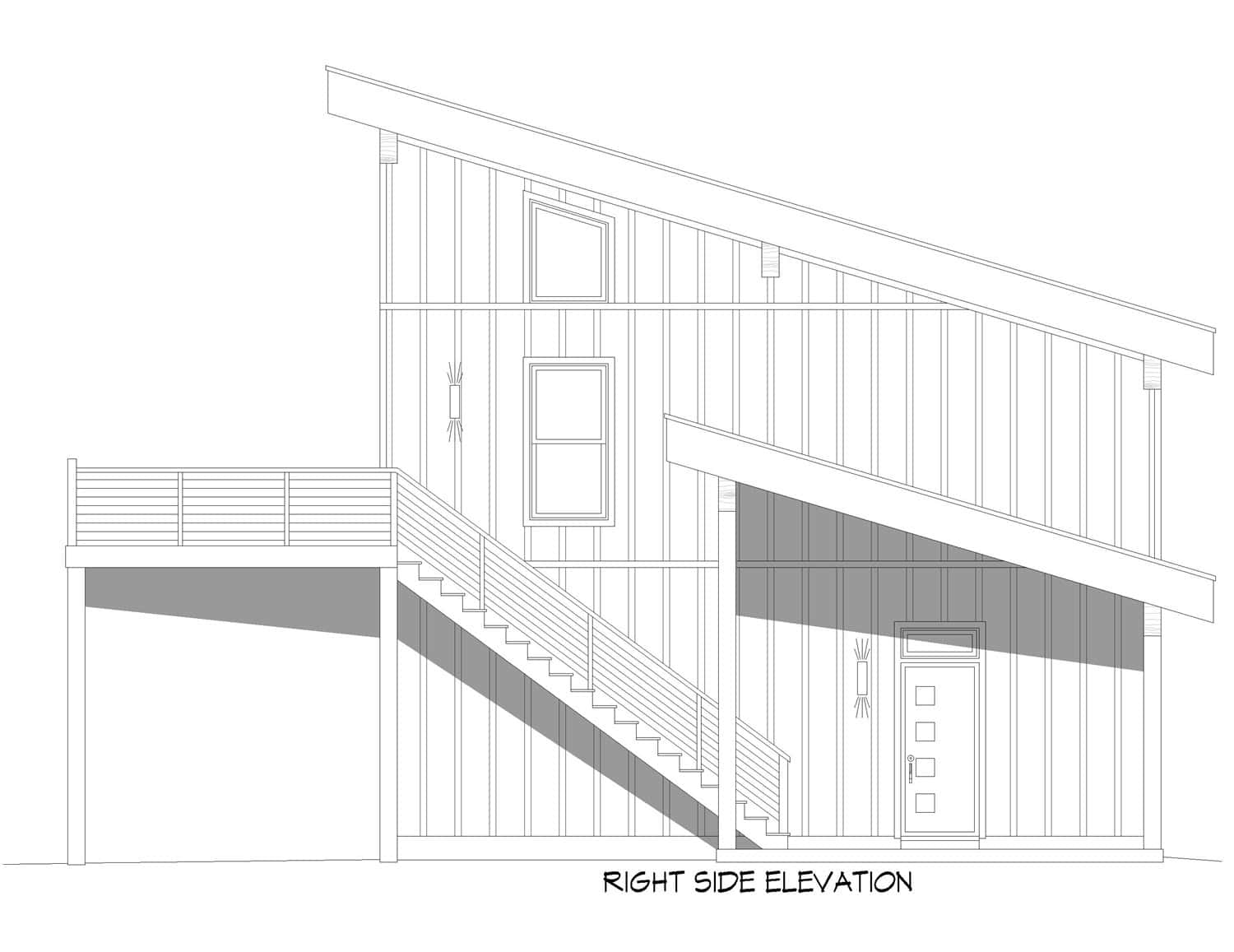 Home Plan Right Elevation of this 1-Bedroom,960 Sq Ft Plan -196-1907