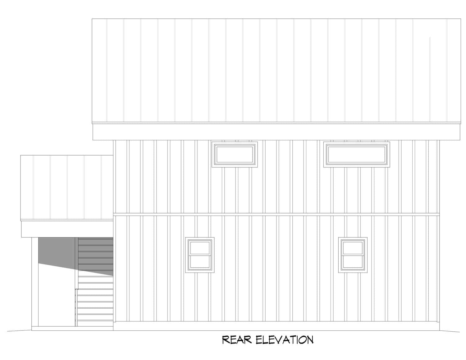 Home Plan Rear Elevation of this 1-Bedroom,960 Sq Ft Plan -196-1907