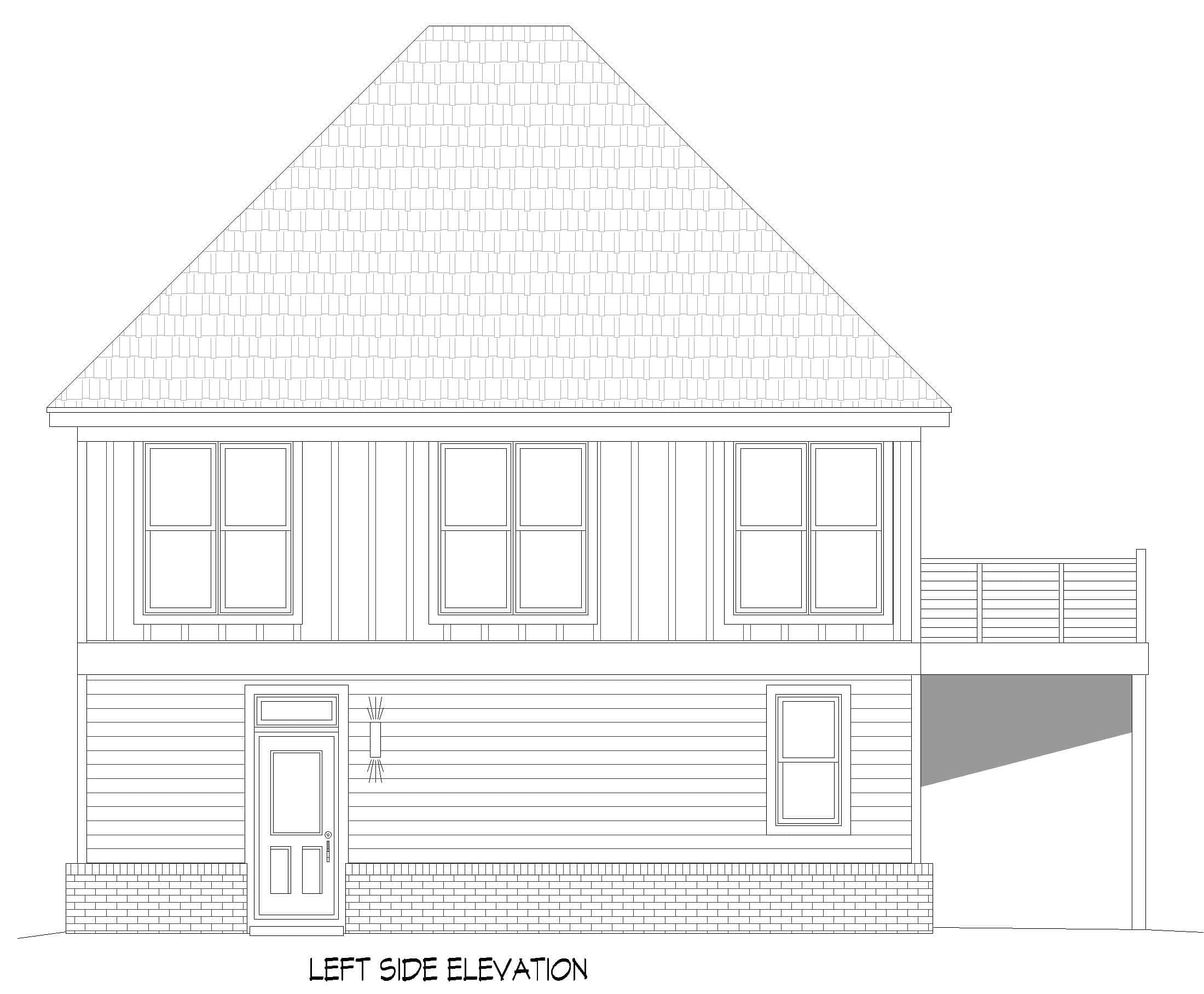 Home Plan Left Elevation of this 1-Bedroom,771 Sq Ft Plan -196-1909