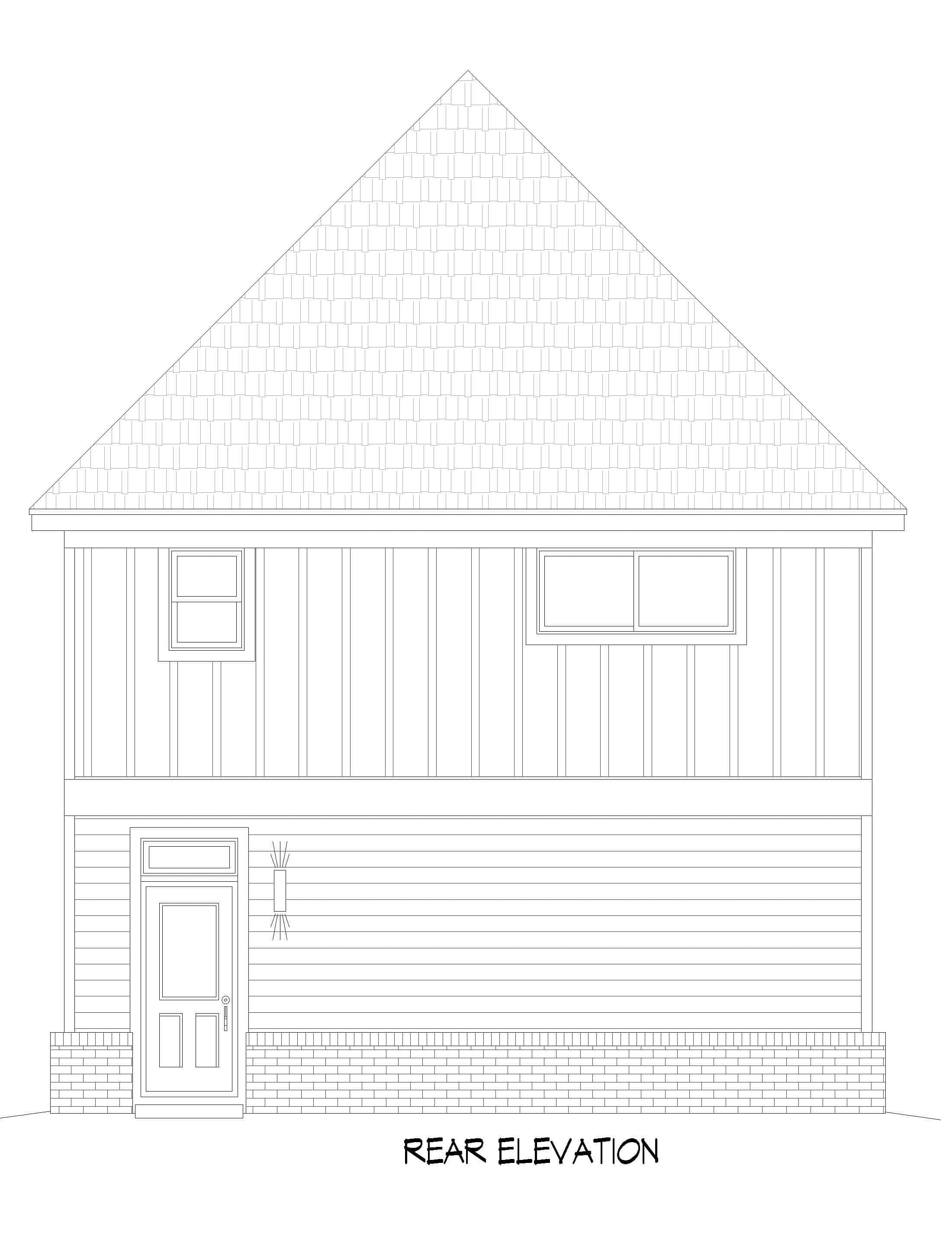 Home Plan Rear Elevation of this 1-Bedroom,771 Sq Ft Plan -196-1909