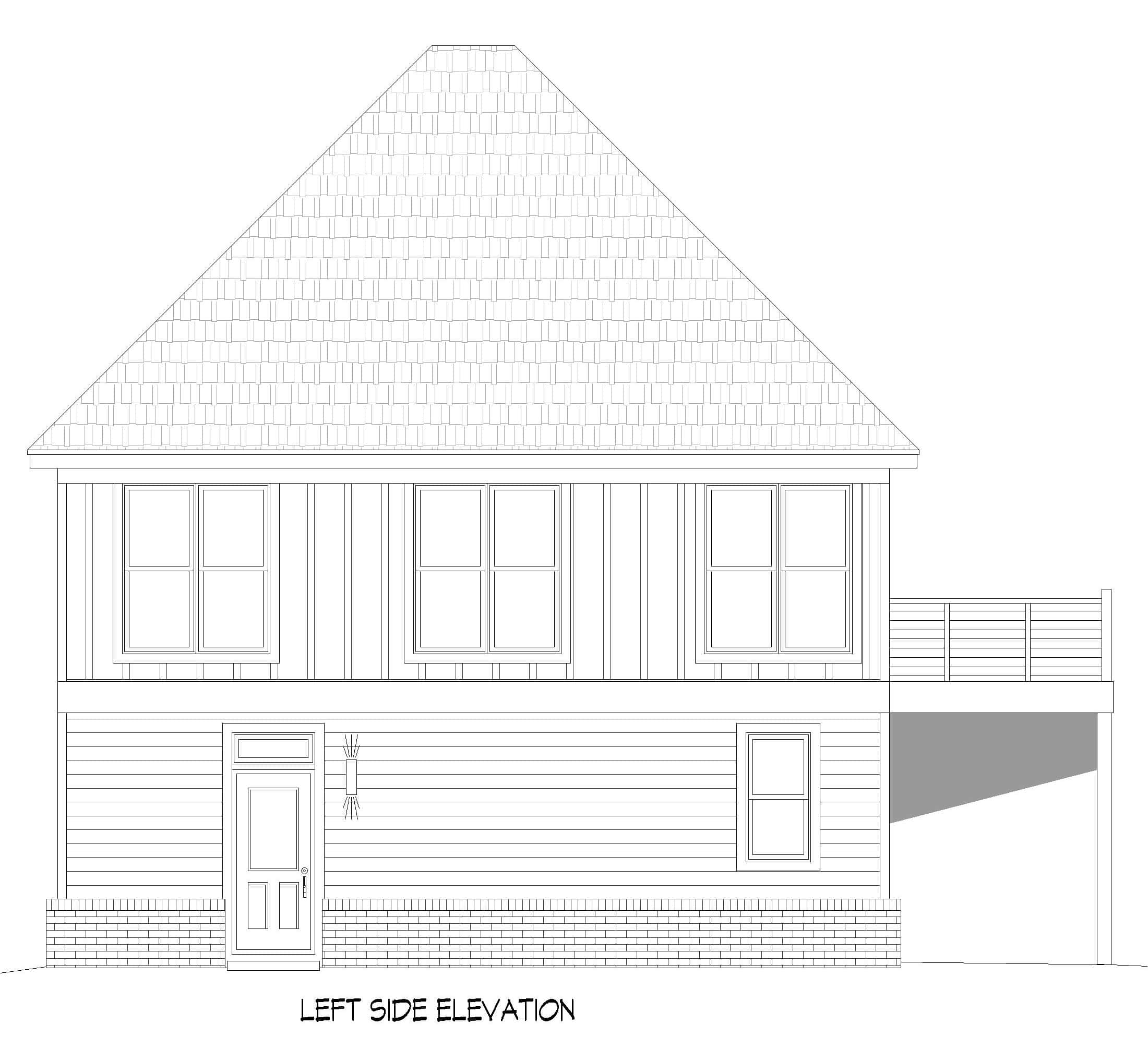 Home Plan Left Elevation of this 1-Bedroom,831 Sq Ft Plan -196-1910