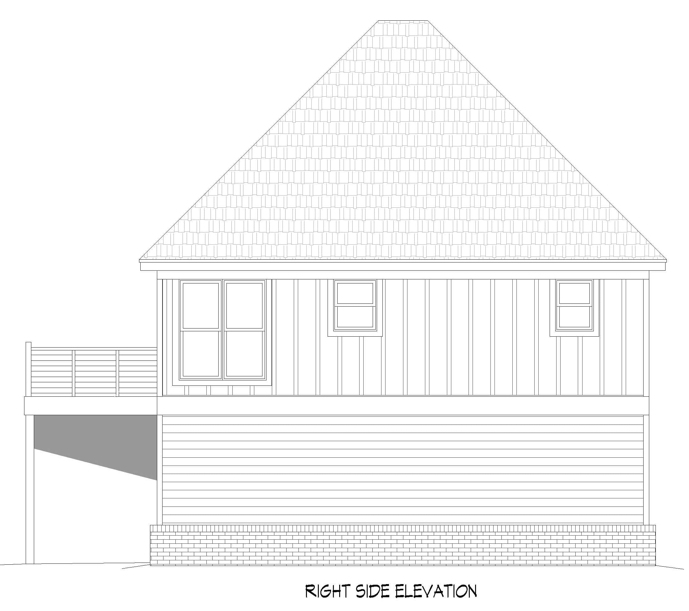 Home Plan Right Elevation of this 1-Bedroom,831 Sq Ft Plan -196-1910