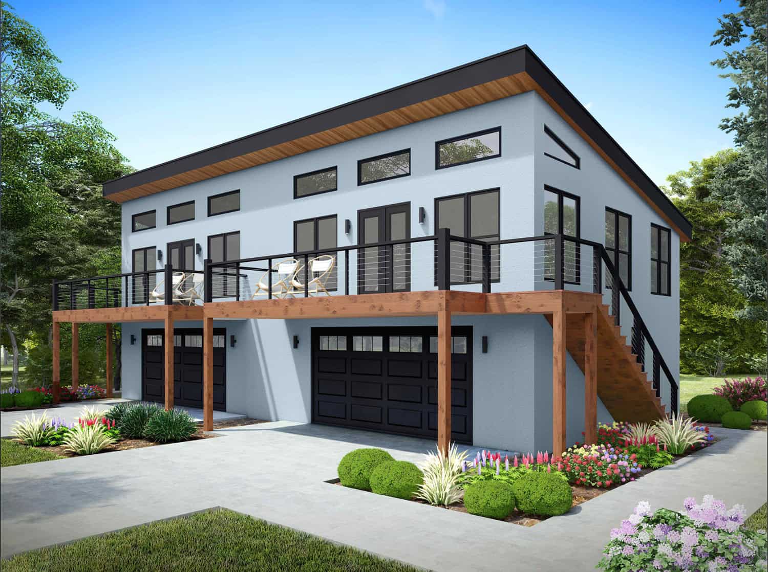 Front elevation of Duplex/Multi-Unit home (ThePlanCollection: House Plan #196-1912)
