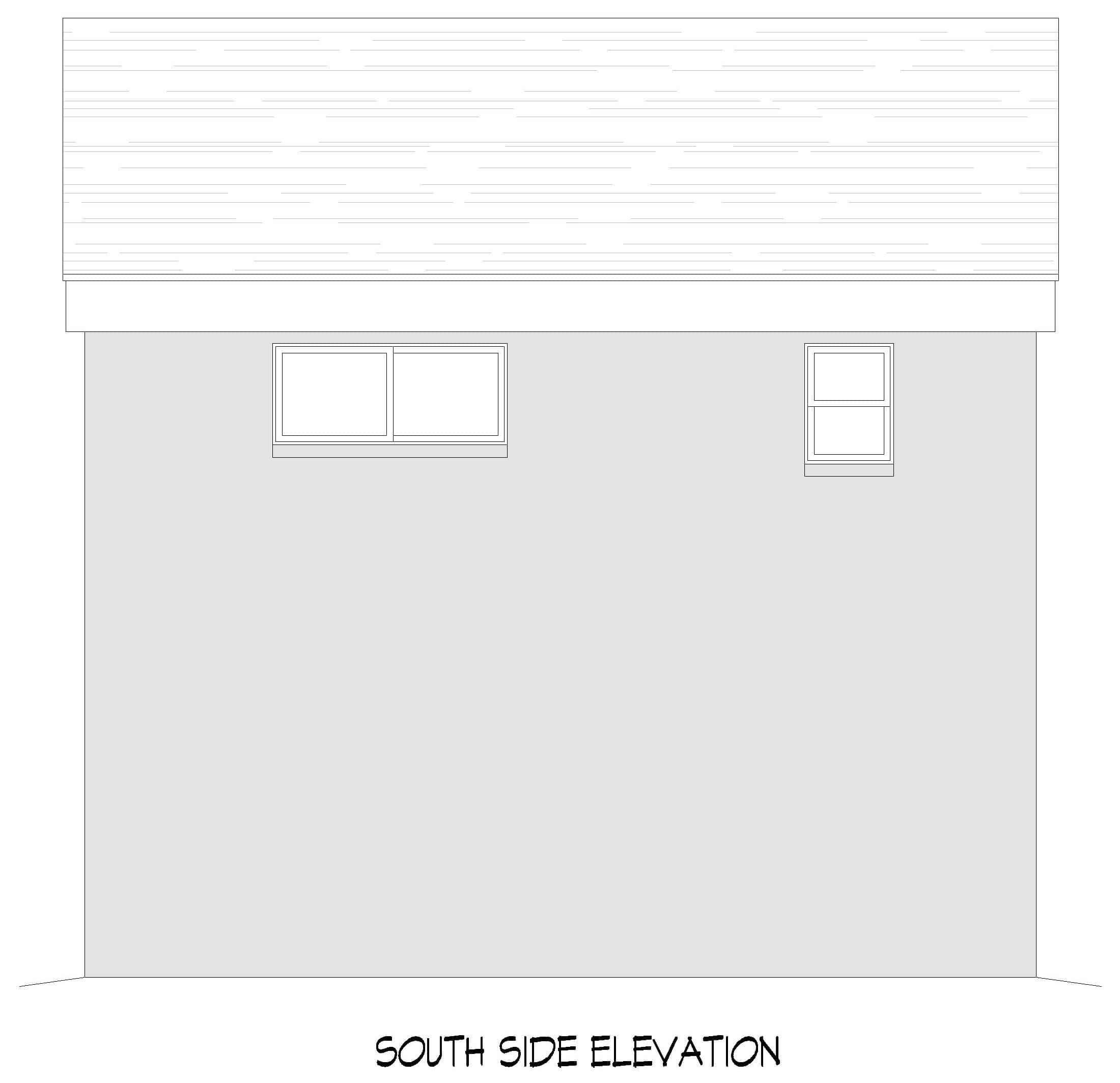 Home Plan Rear Elevation of this 1-Bedroom,834 Sq Ft Plan -196-1913