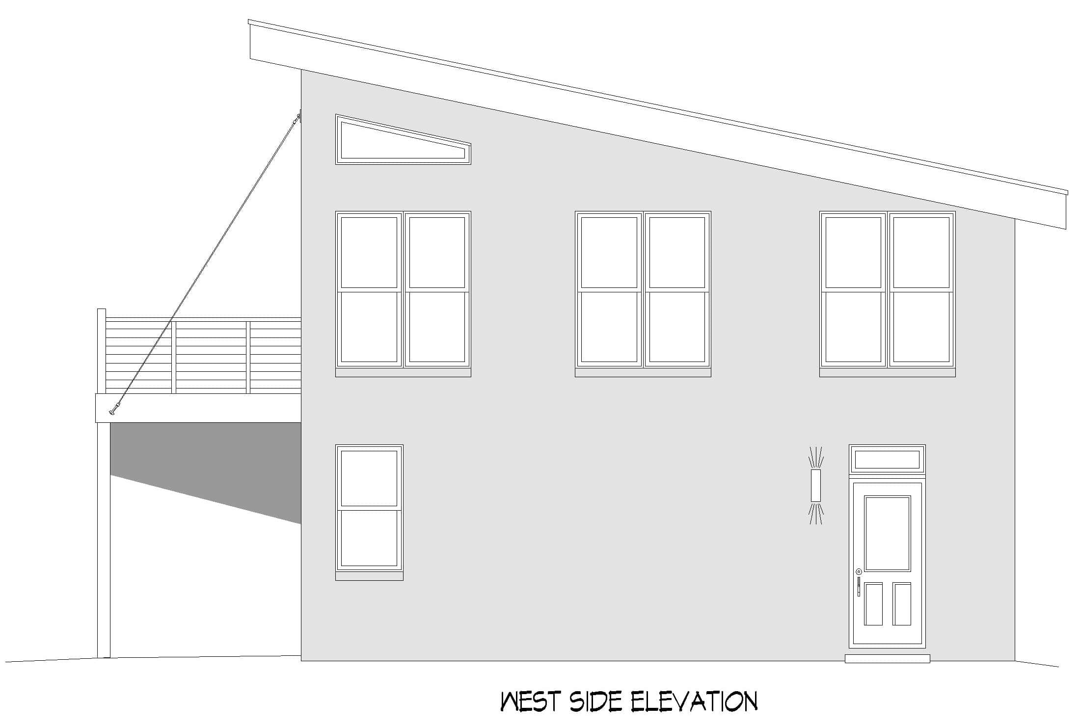 Home Plan Left Elevation of this 1-Bedroom,834 Sq Ft Plan -196-1913