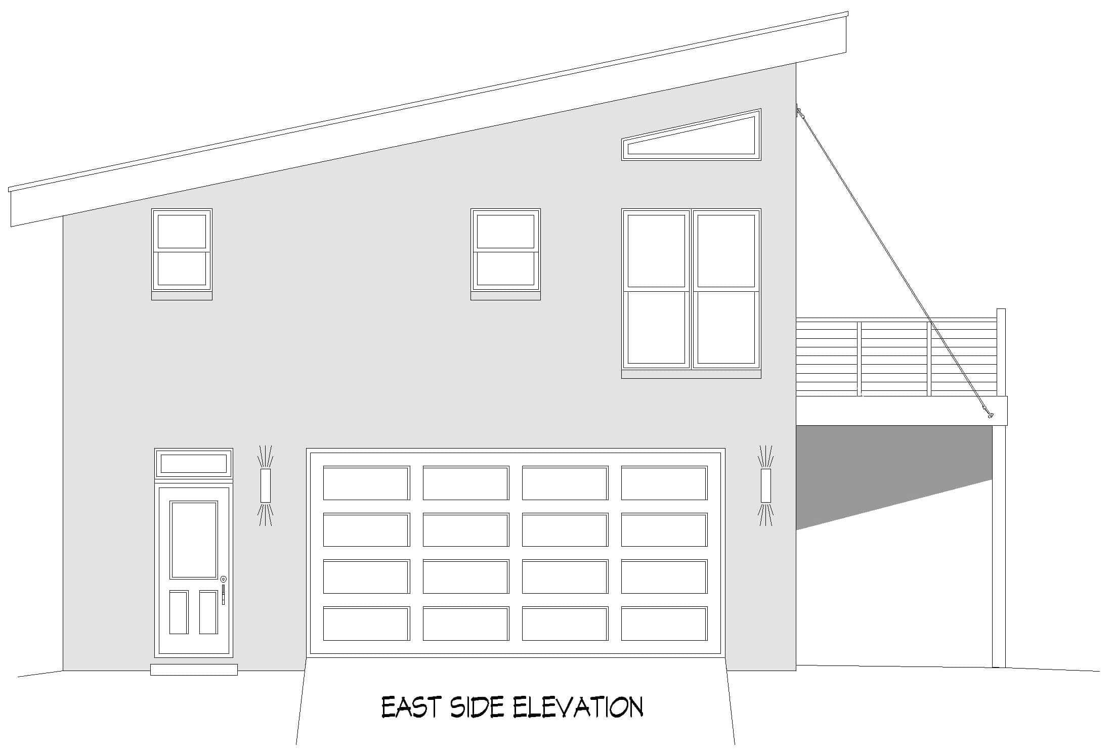 Home Plan Right Elevation of this 1-Bedroom,834 Sq Ft Plan -196-1913