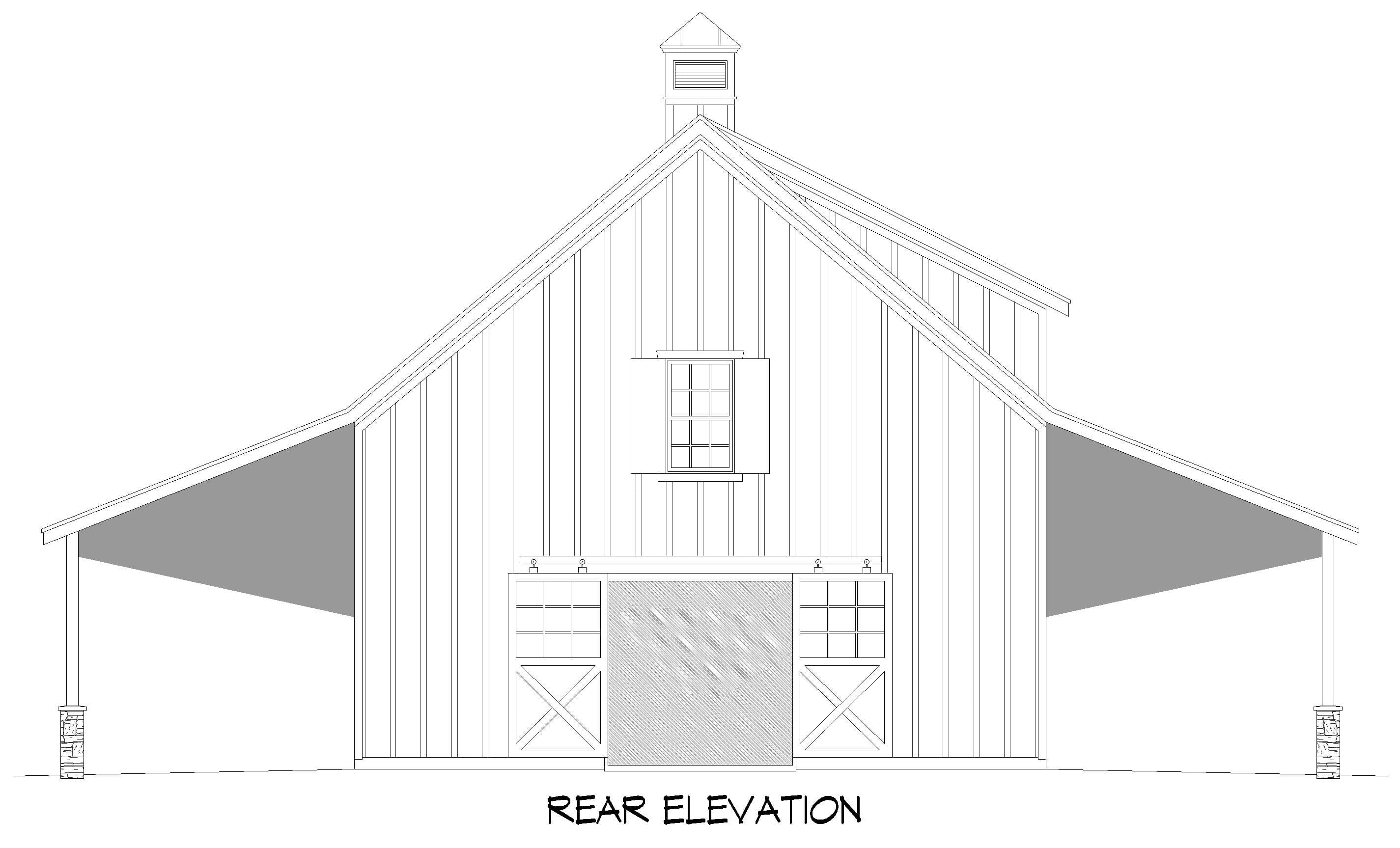 Home Plan Rear Elevation of this 2-Bedroom,1469 Sq Ft Plan -196-1914