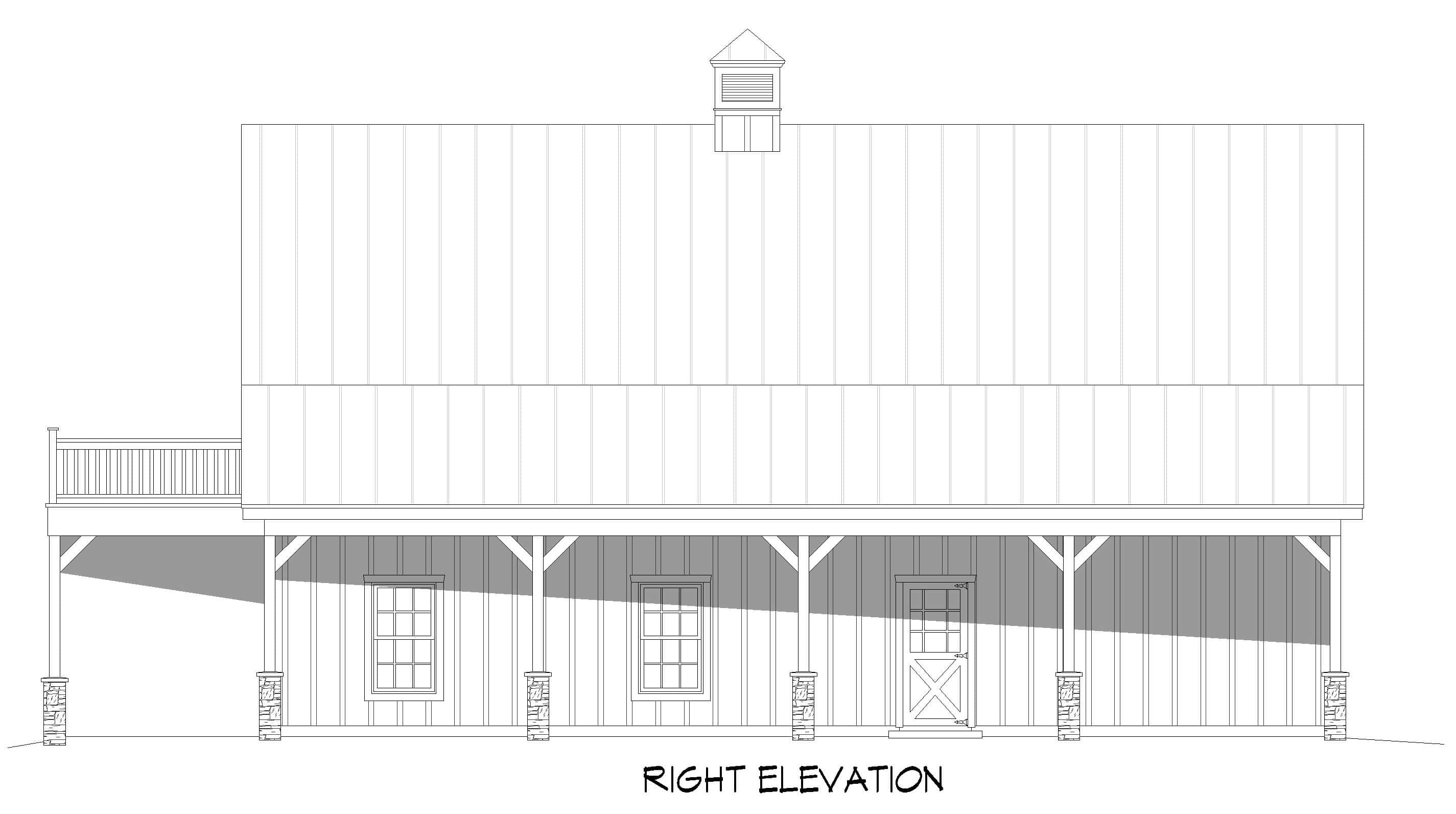 Home Plan Right Elevation of this 2-Bedroom,1469 Sq Ft Plan -196-1914