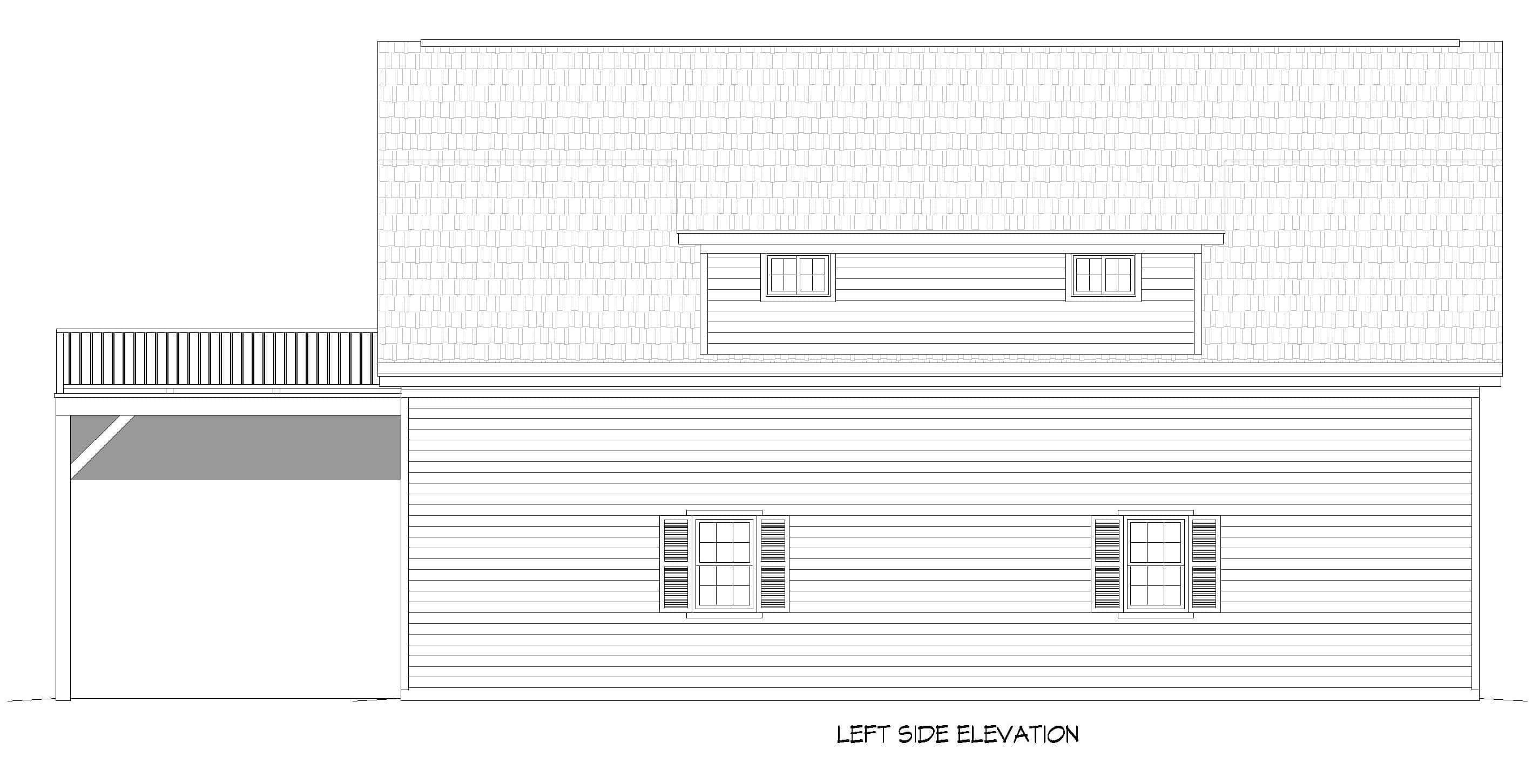 Home Plan Left Elevation of this 2-Bedroom,1358 Sq Ft Plan -196-1915