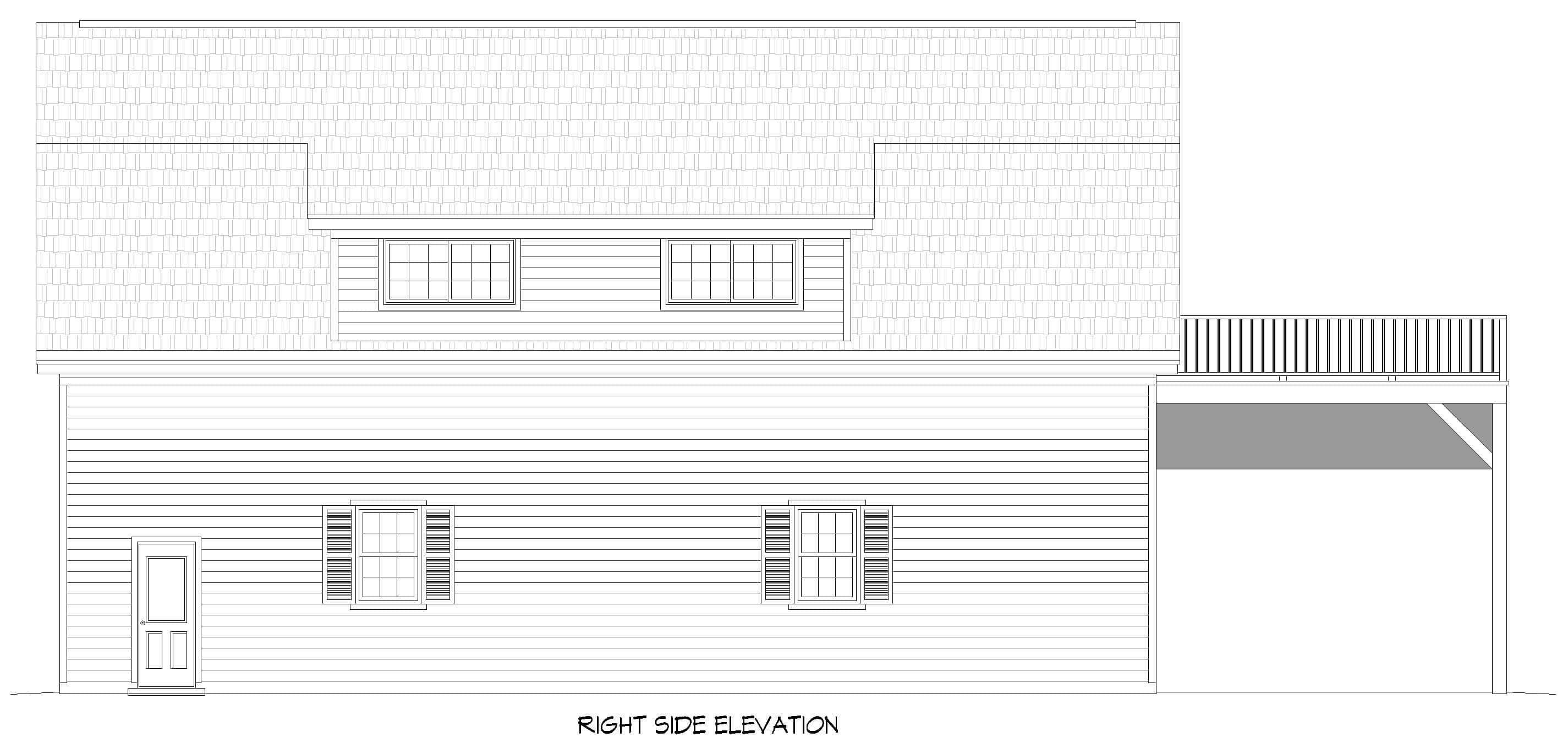 Home Plan Right Elevation of this 2-Bedroom,1358 Sq Ft Plan -196-1915
