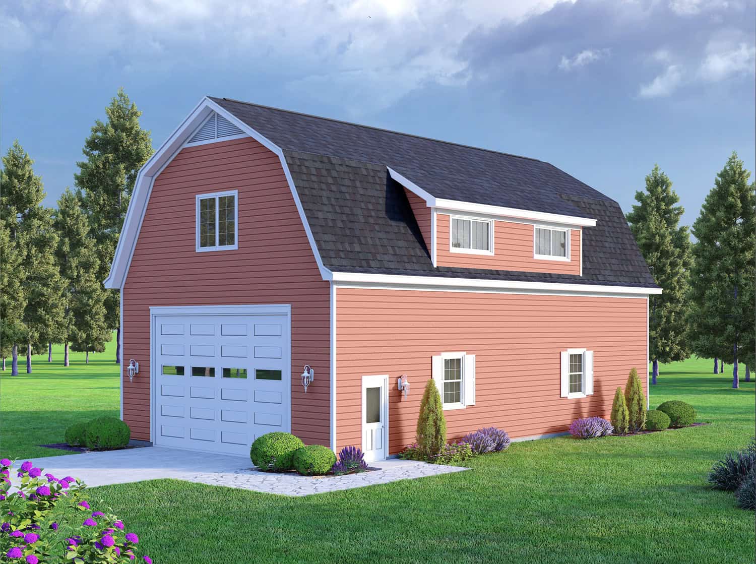 Front elevation of Garage w/Apartments home (ThePlanCollection: House Plan #196-1915)