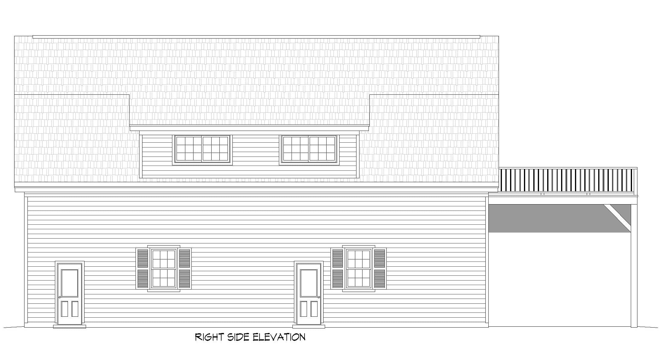 Home Plan Right Elevation of this 2-Bedroom,1457 Sq Ft Plan -196-1916