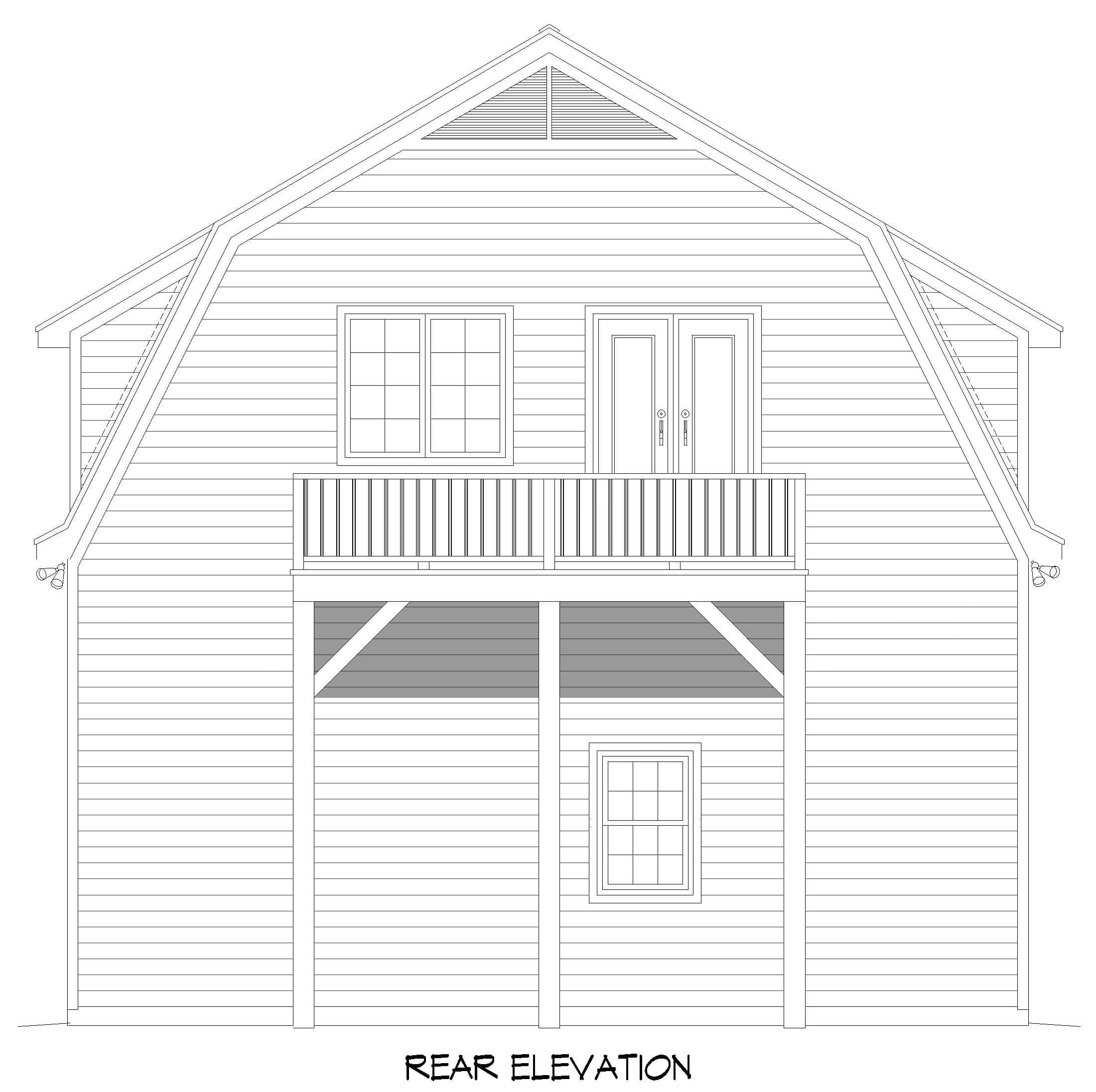 Home Plan Rear Elevation of this 2-Bedroom,1457 Sq Ft Plan -196-1916