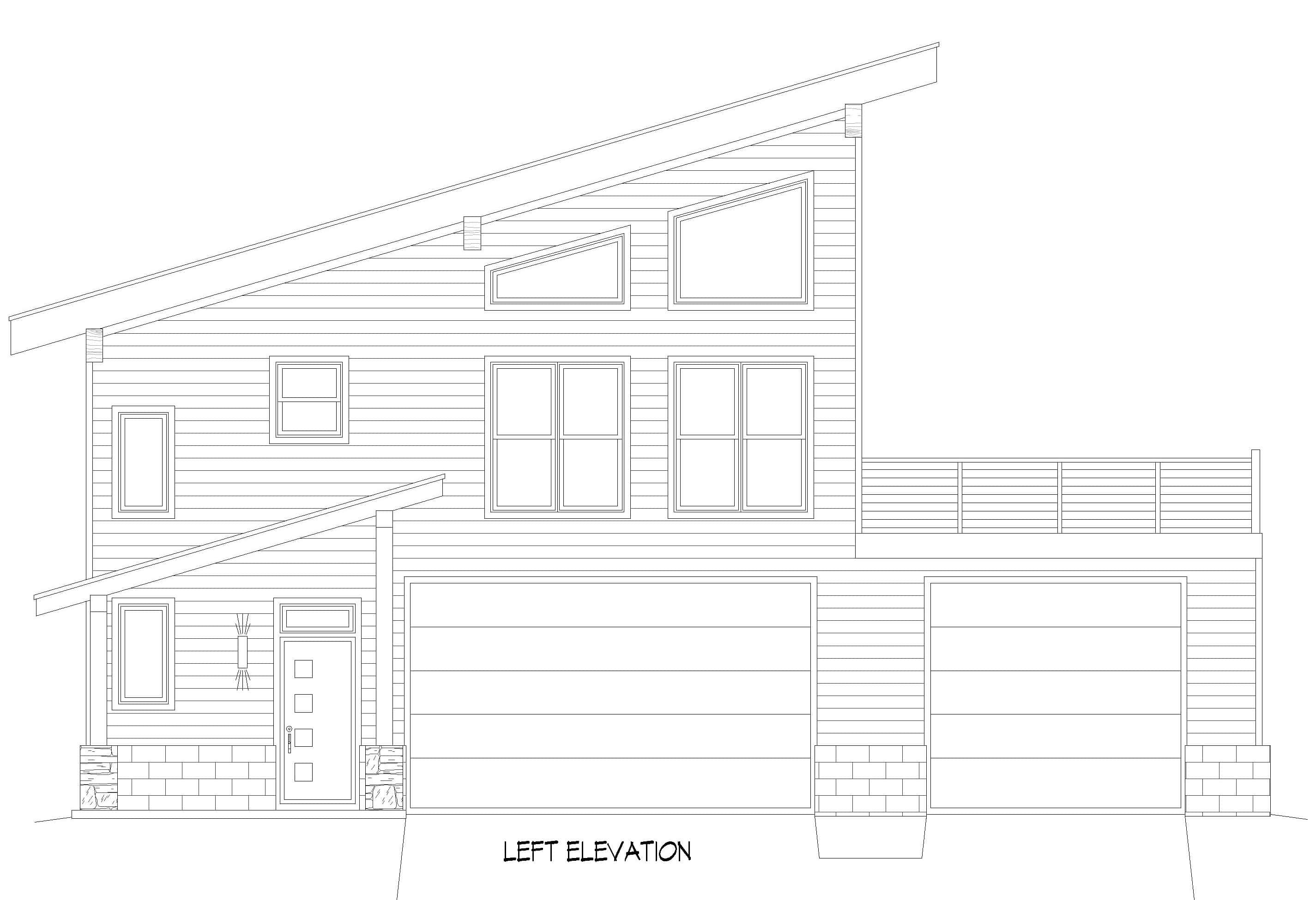 Home Plan Left Elevation of this 2-Bedroom,1558 Sq Ft Plan -196-1919