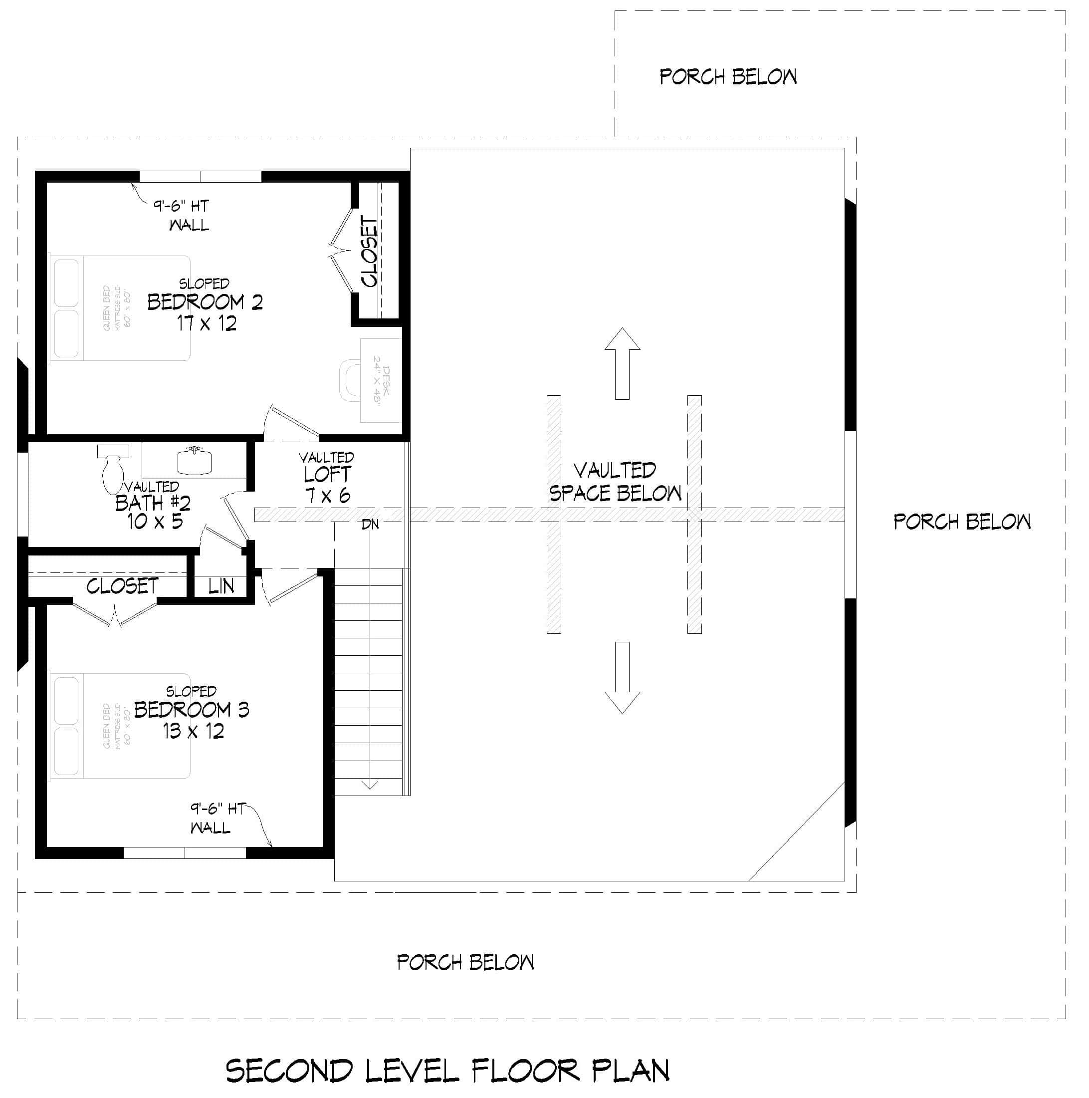 Upper Level of Modern Farmhouse Plan #196-1920