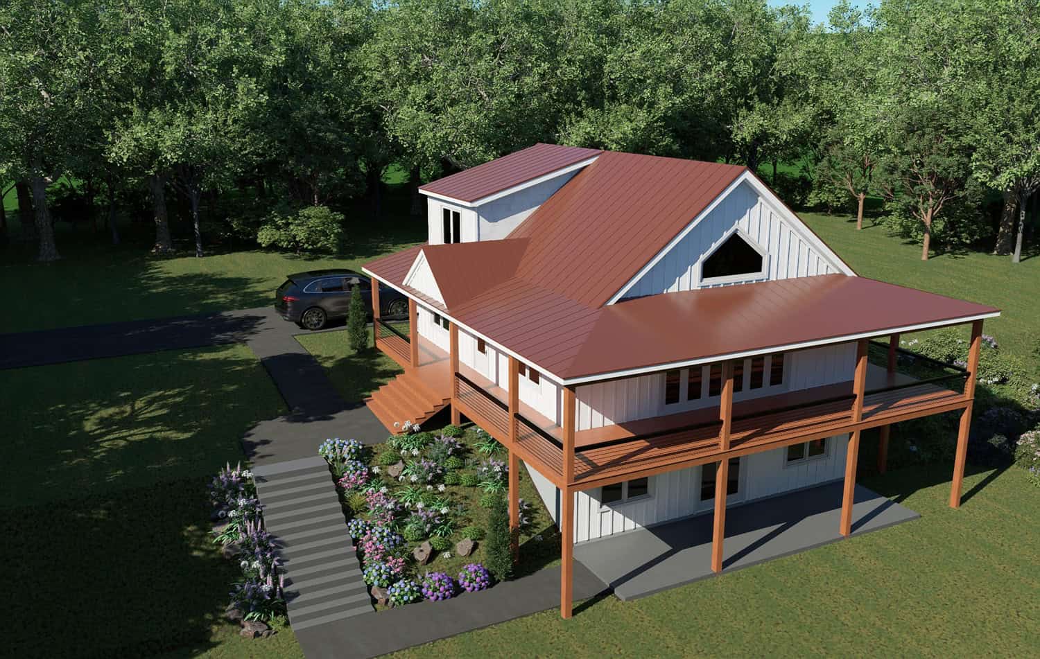 Aerial View of this 3-Bedroom,1991 Sq Ft Plan -196-1920