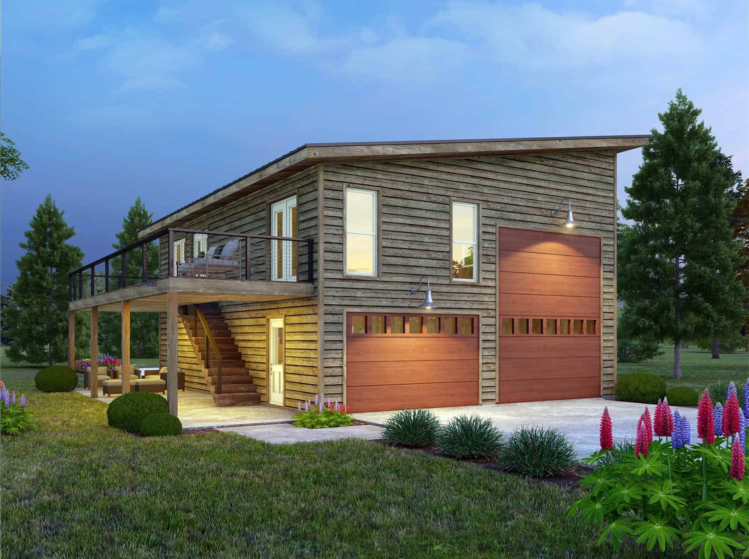 Rear View of this 1-Bedroom,600 Sq Ft Plan -196-1921