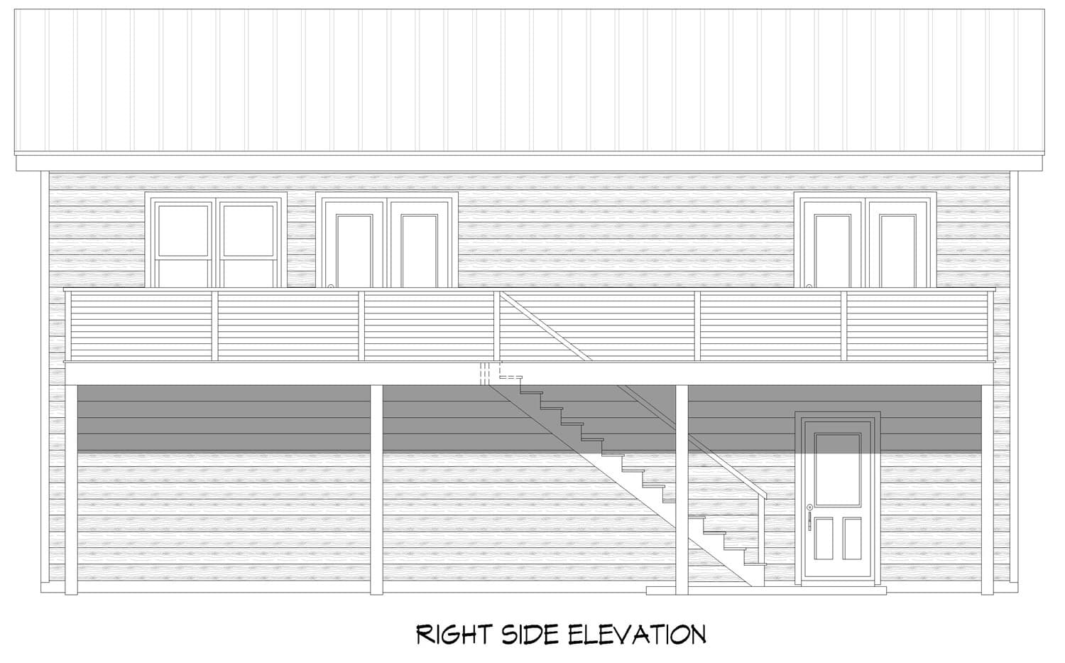 Home Plan Right Elevation of this 1-Bedroom,600 Sq Ft Plan -196-1921