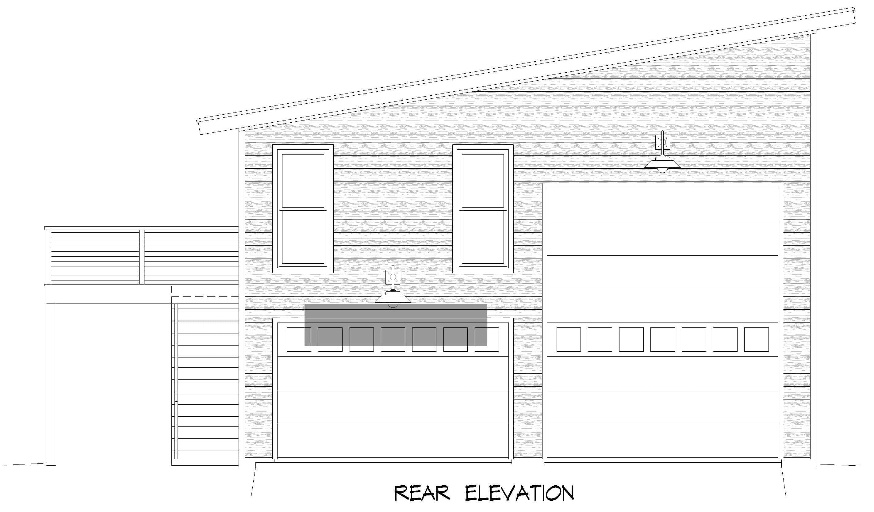Home Plan Rear Elevation of this 1-Bedroom,600 Sq Ft Plan -196-1921