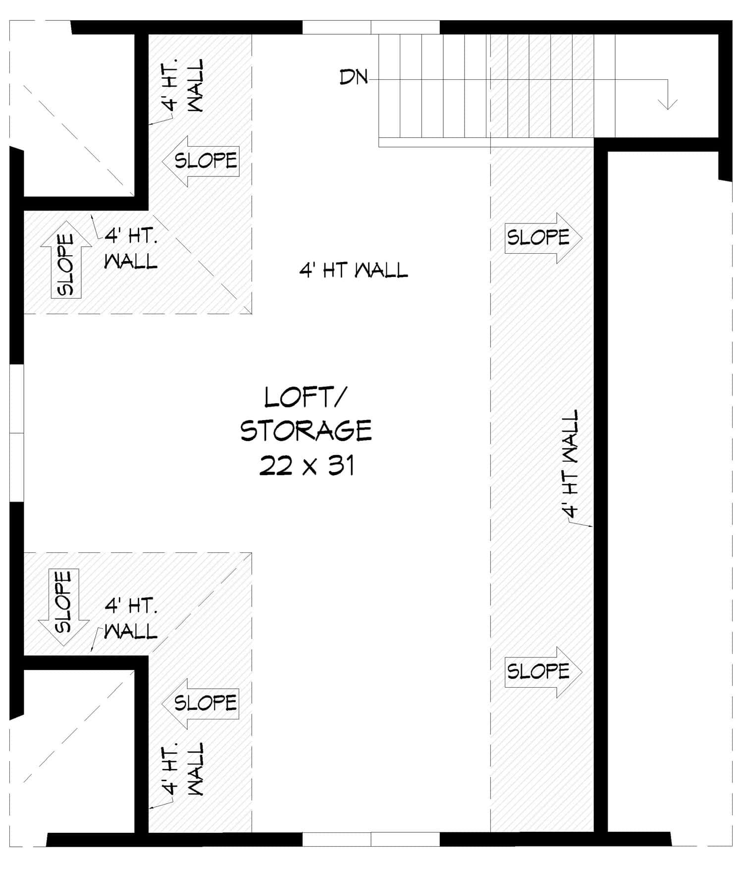Upper Level of Garage Plan #196-1922