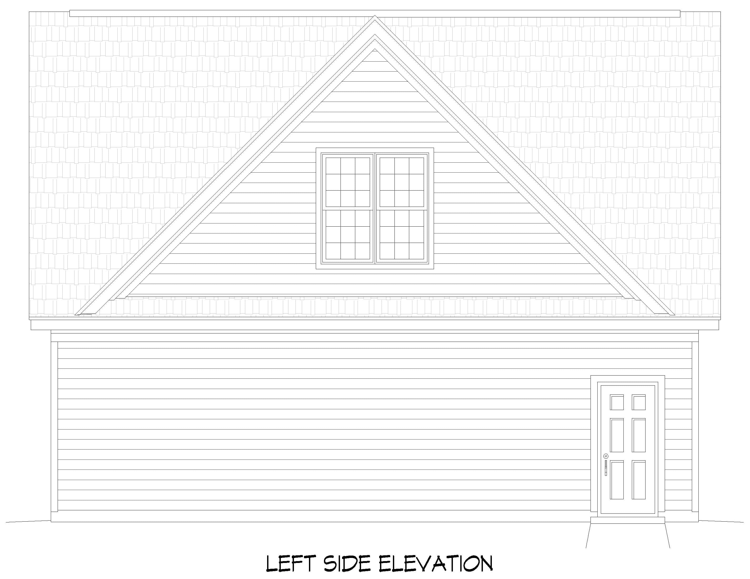 Home Plan Left Elevation of this 0-Bedroom,634 Sq Ft Plan -196-1922