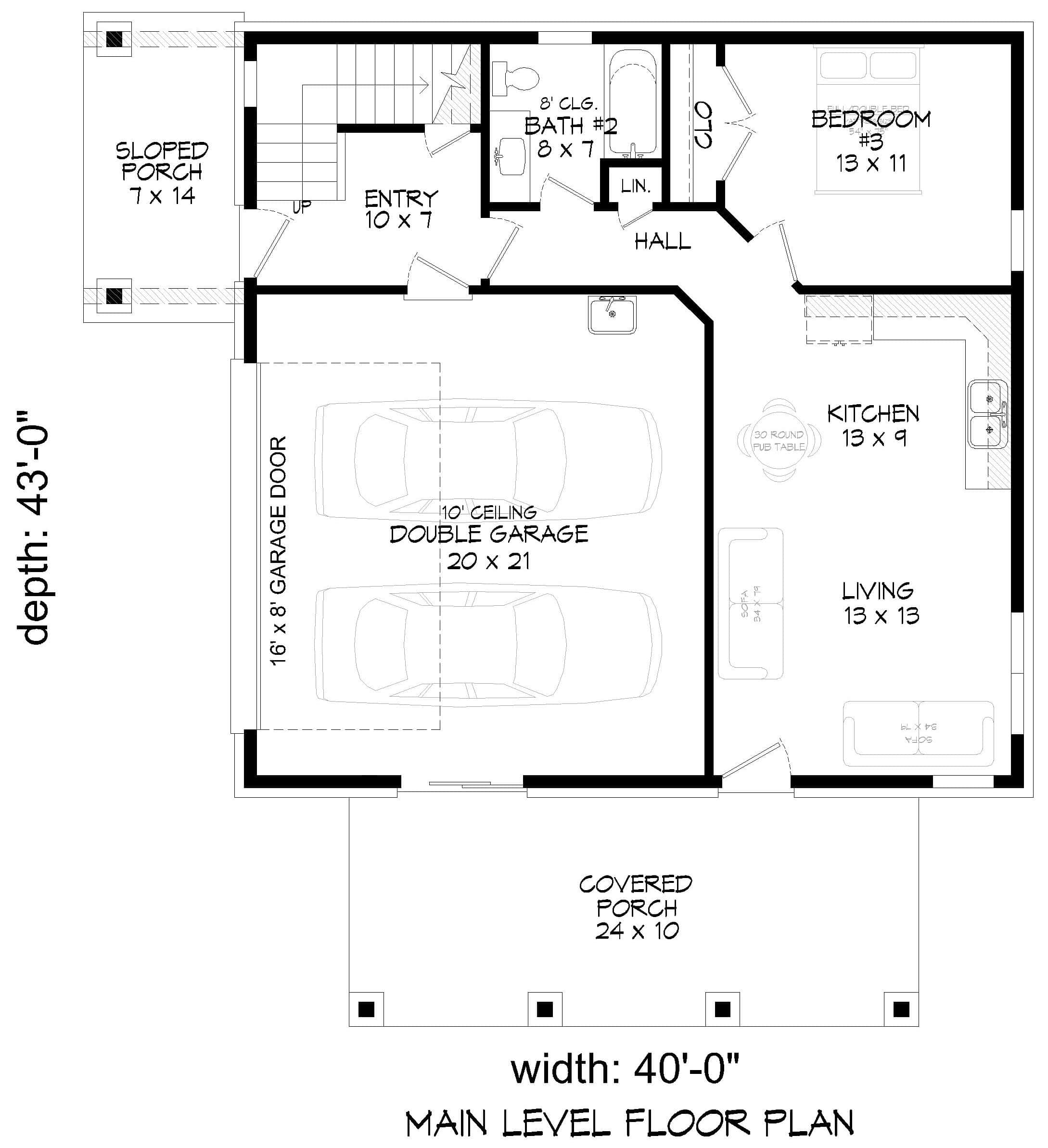 Main Level of Modern Plan #196-1923