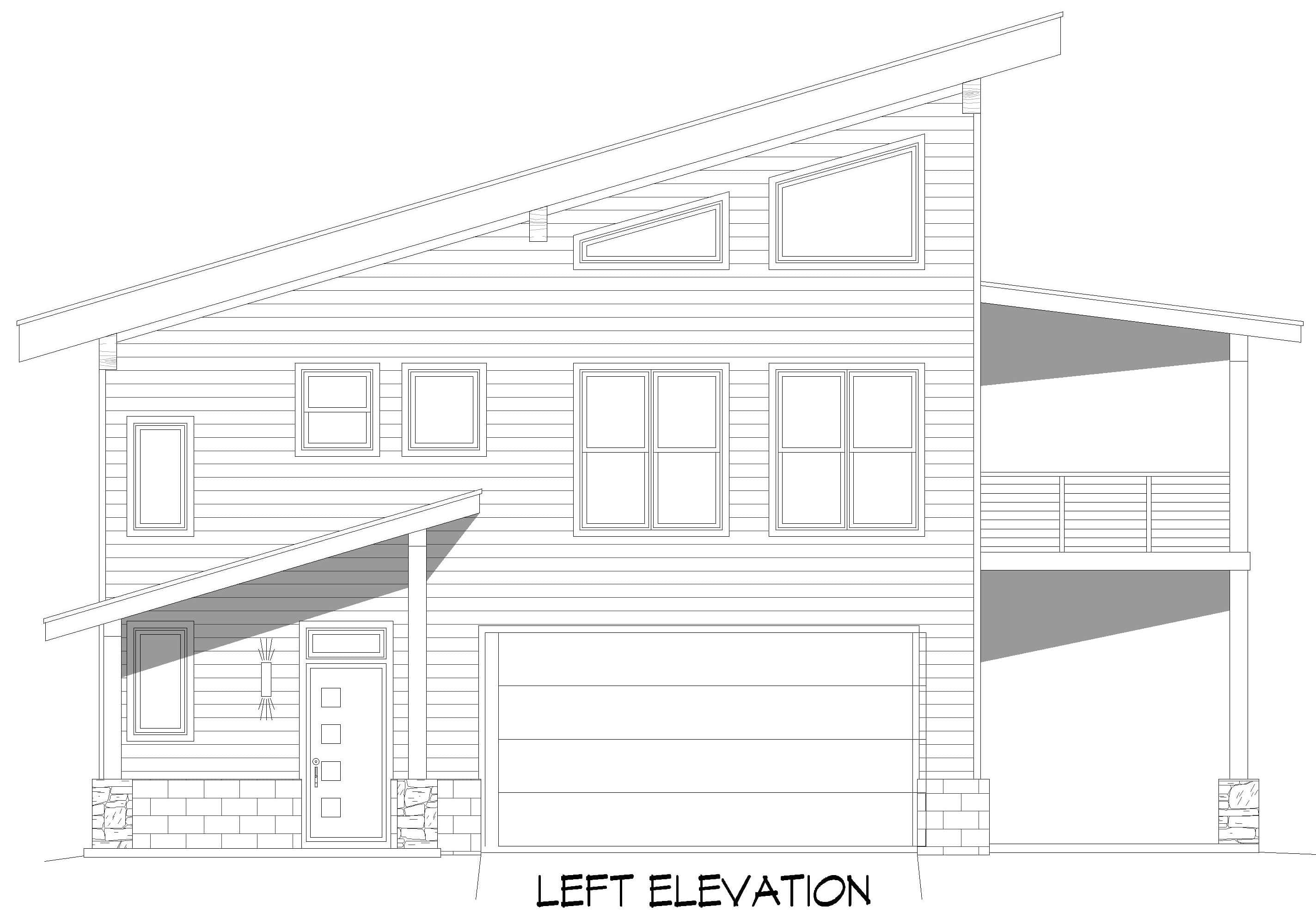 Home Plan Left Elevation of this 3-Bedroom,2075 Sq Ft Plan -196-1923
